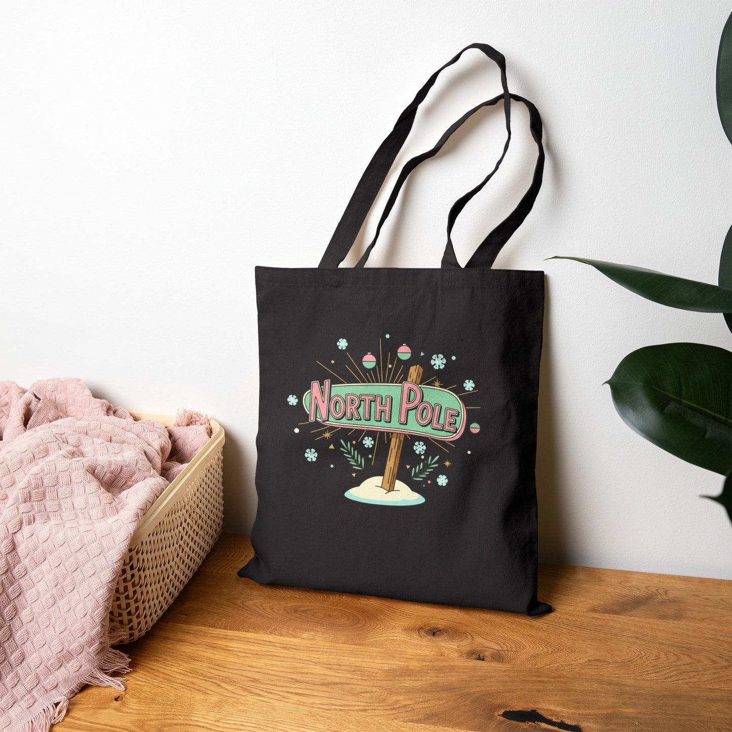 North Pole Sign Tote mid century Christmas