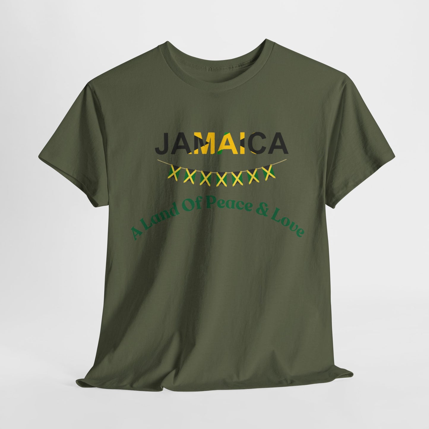 Jamaican Peace & Love Tee, Unisex Heavy Cotton Shirt, Summer vibes.