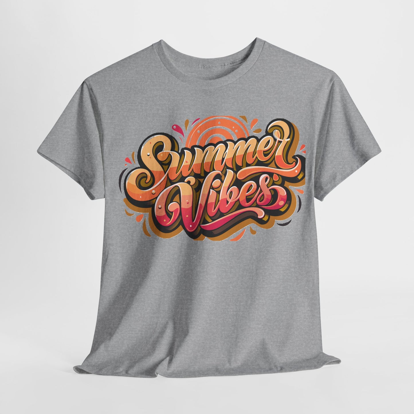 Summer Vibes Unisex Heavy Cotton Tee - Relaxed Fit, Casual Wear, Beach Outings, Gift for Friends, Summer Parties, Fun Graphic Tee