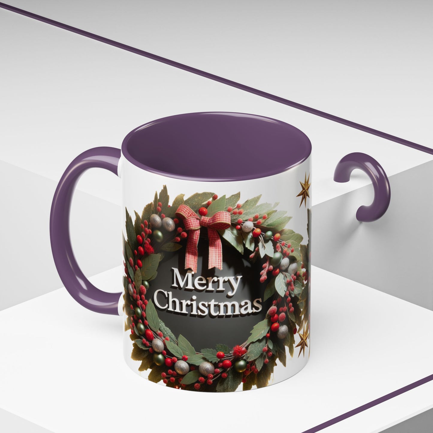 Festive Merry Christmas Mug, Holiday Coffee Cup.