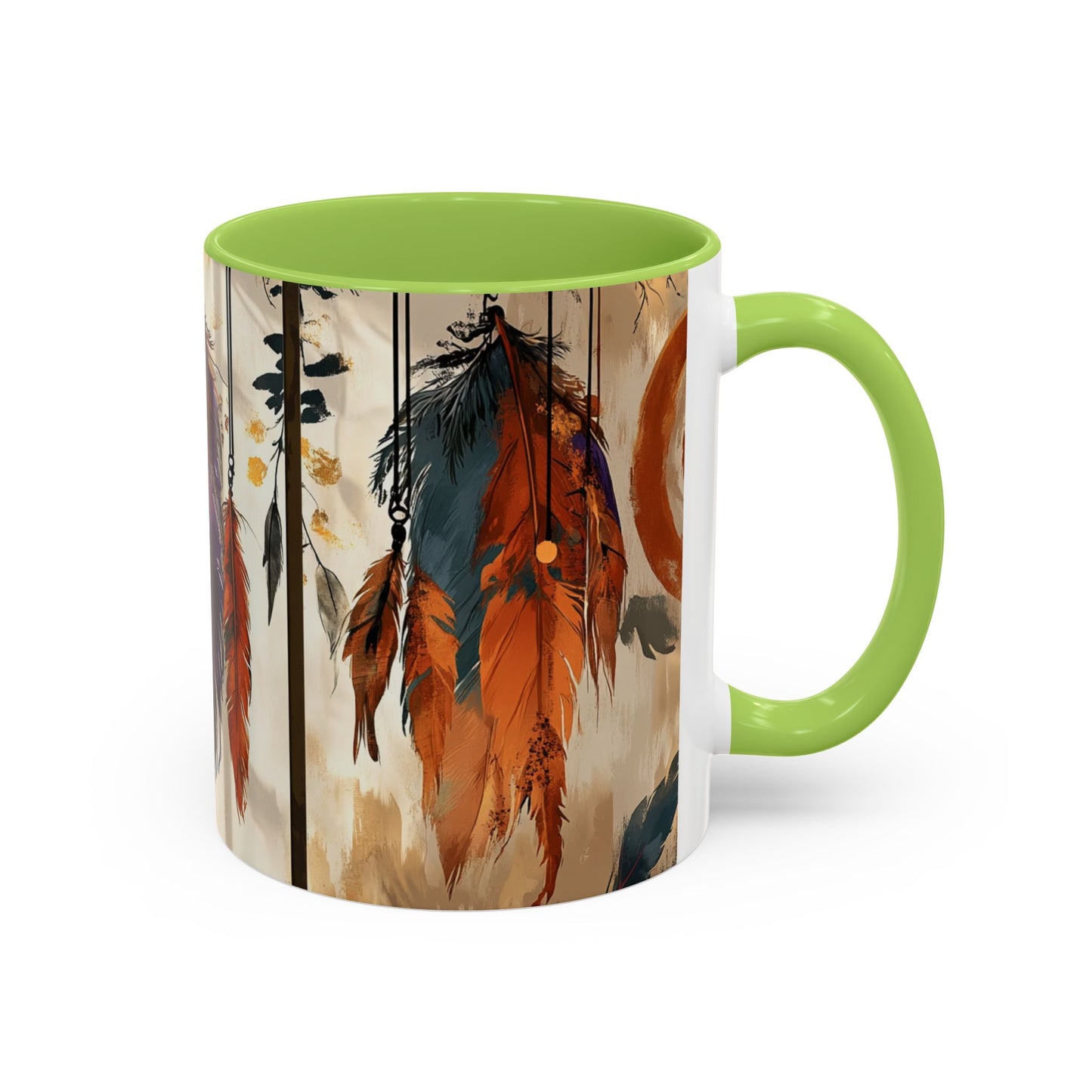 Bohemian Feather Coffee Mug, Dreamy Mug for Coffee Lovers, Unique Gift for Creatives, Boho Kitchen Decor, Holiday Gift