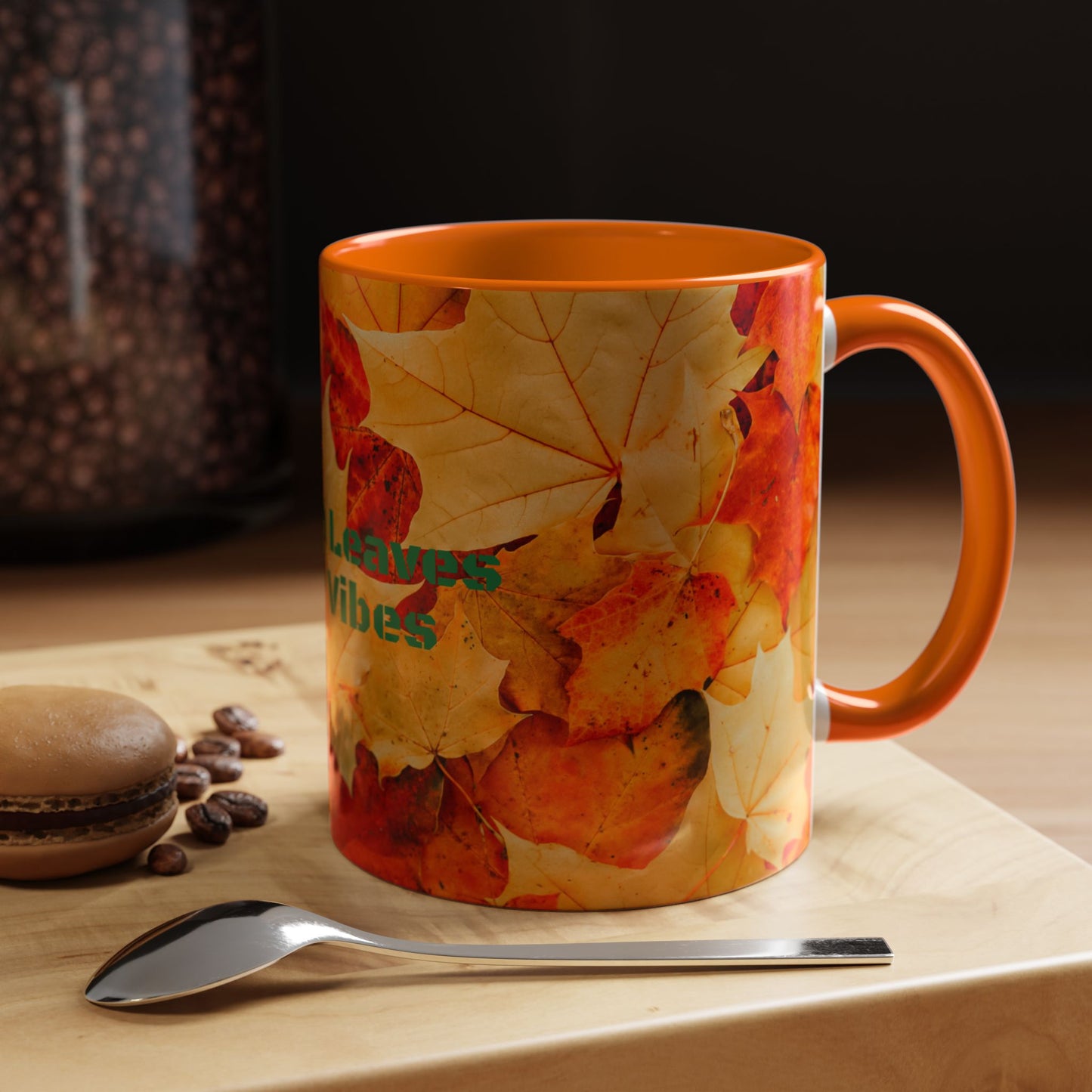 Leafy Falls Vibes, Accent Coffee Mug.