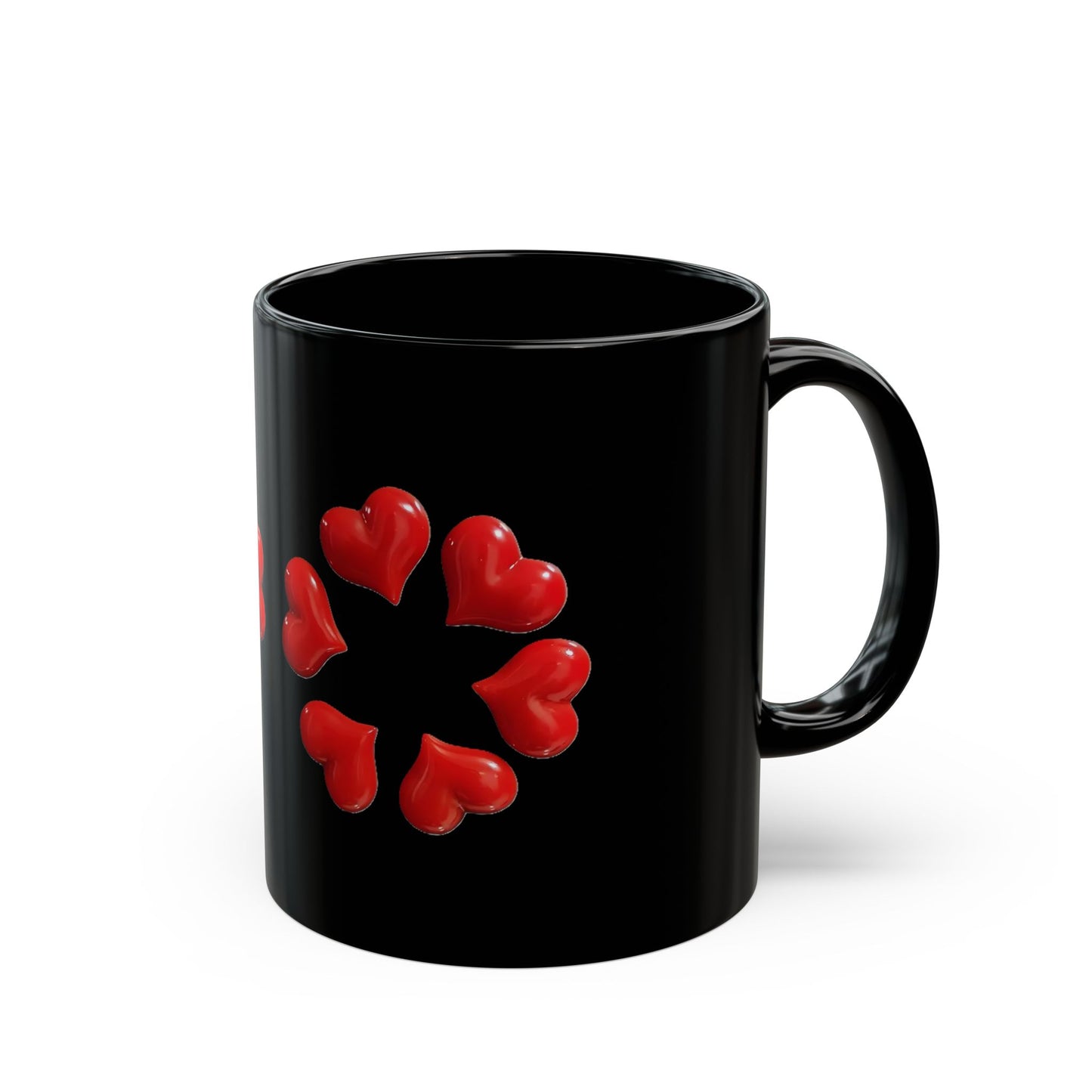 Black Heart Wreath Mug, Valentine’s Day Red Heart Coffee Mug