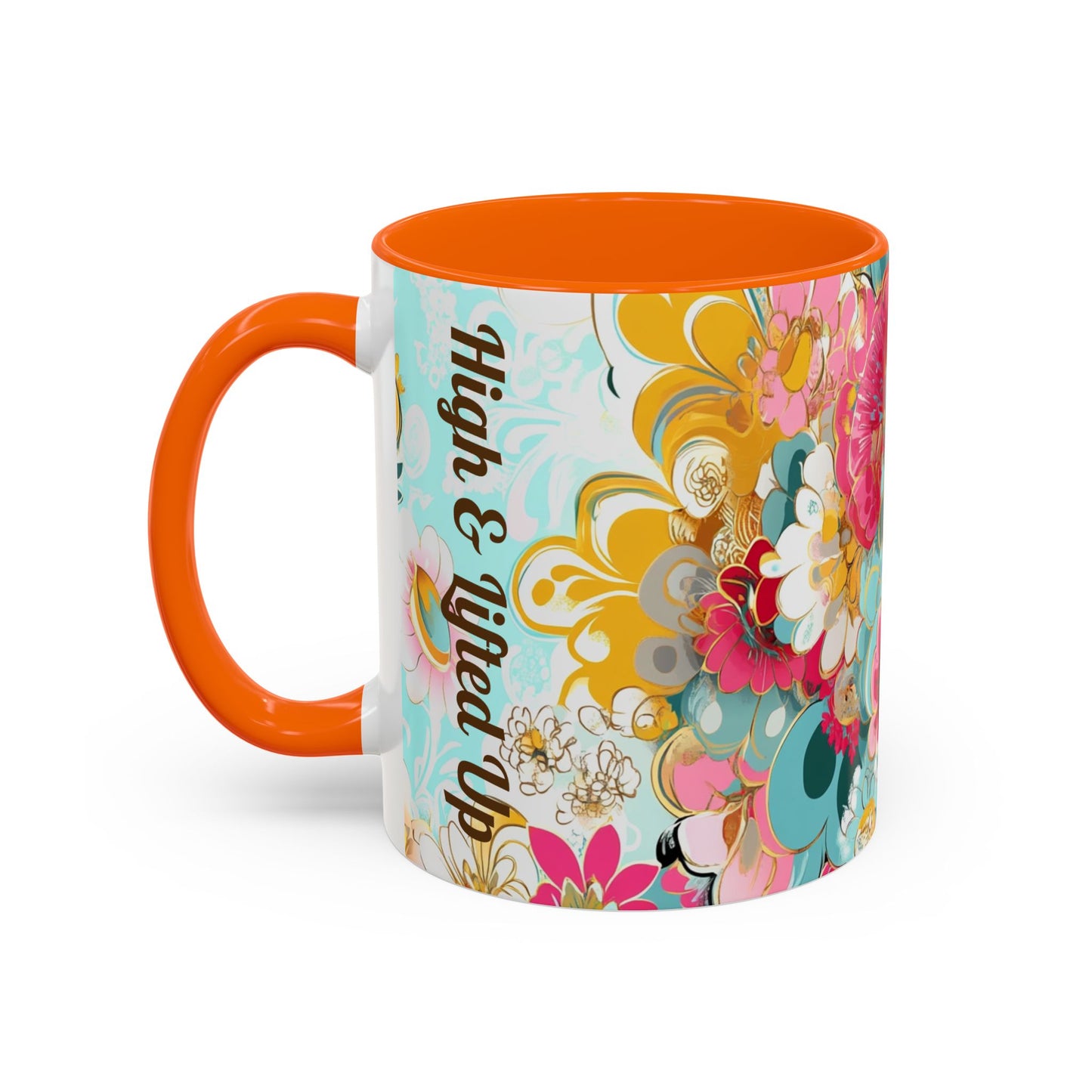 Vibrant Floral Accent Boho Coffee Mug, Floral.