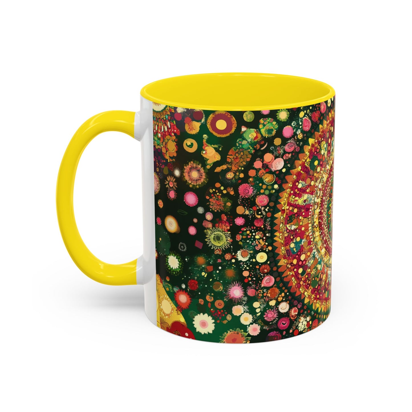 Vibrant Mandala Accent Coffee Mug, Colorful Drinkware.