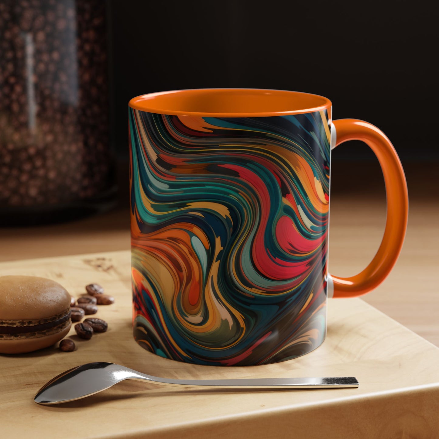 Vibrant Accent Coffee Mug, Artistic Mug Design Colorful Drinkware.