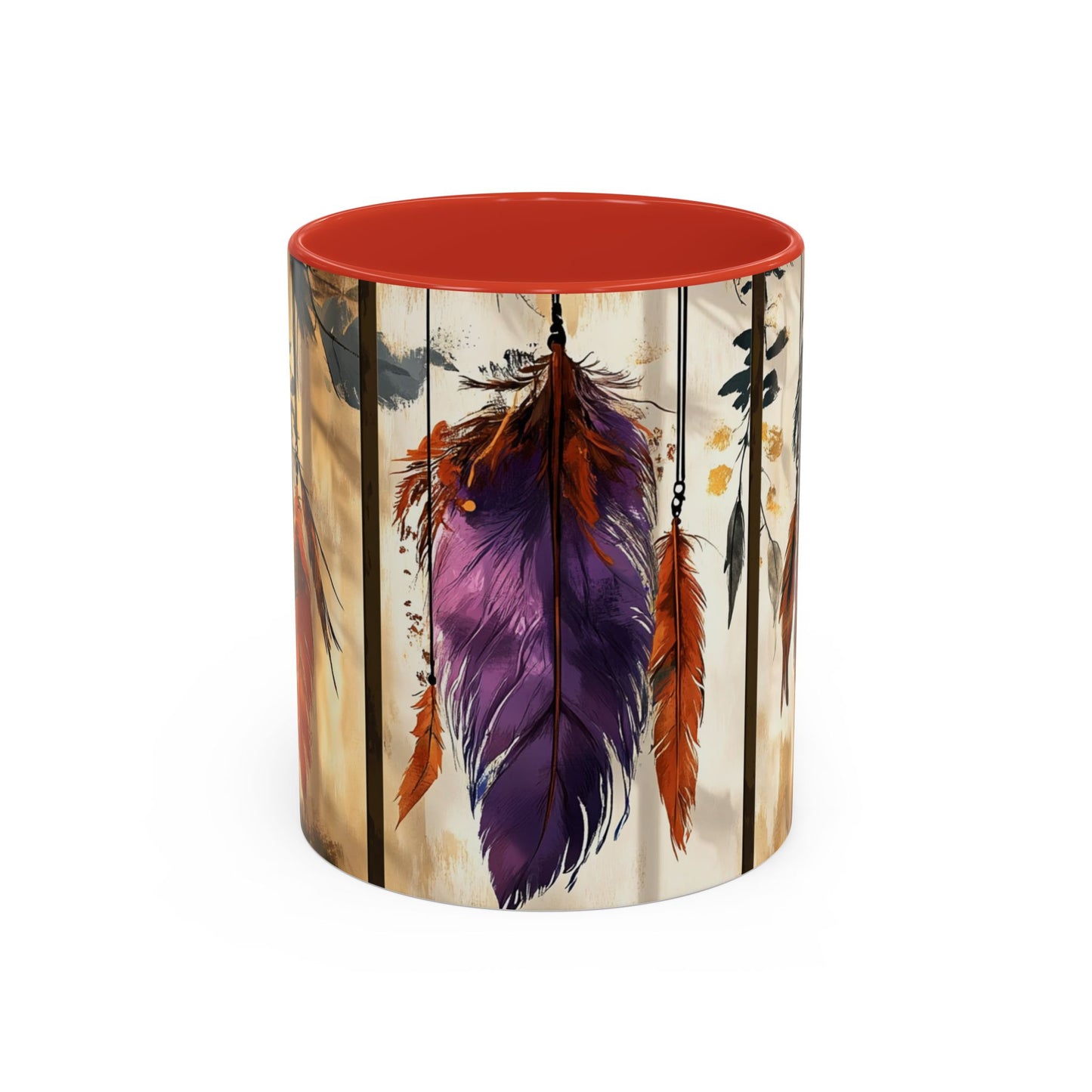 Bohemian Feather Coffee Mug, Dreamy Mug for Coffee Lovers, Unique Gift for Creatives, Boho Kitchen Decor, Holiday Gift