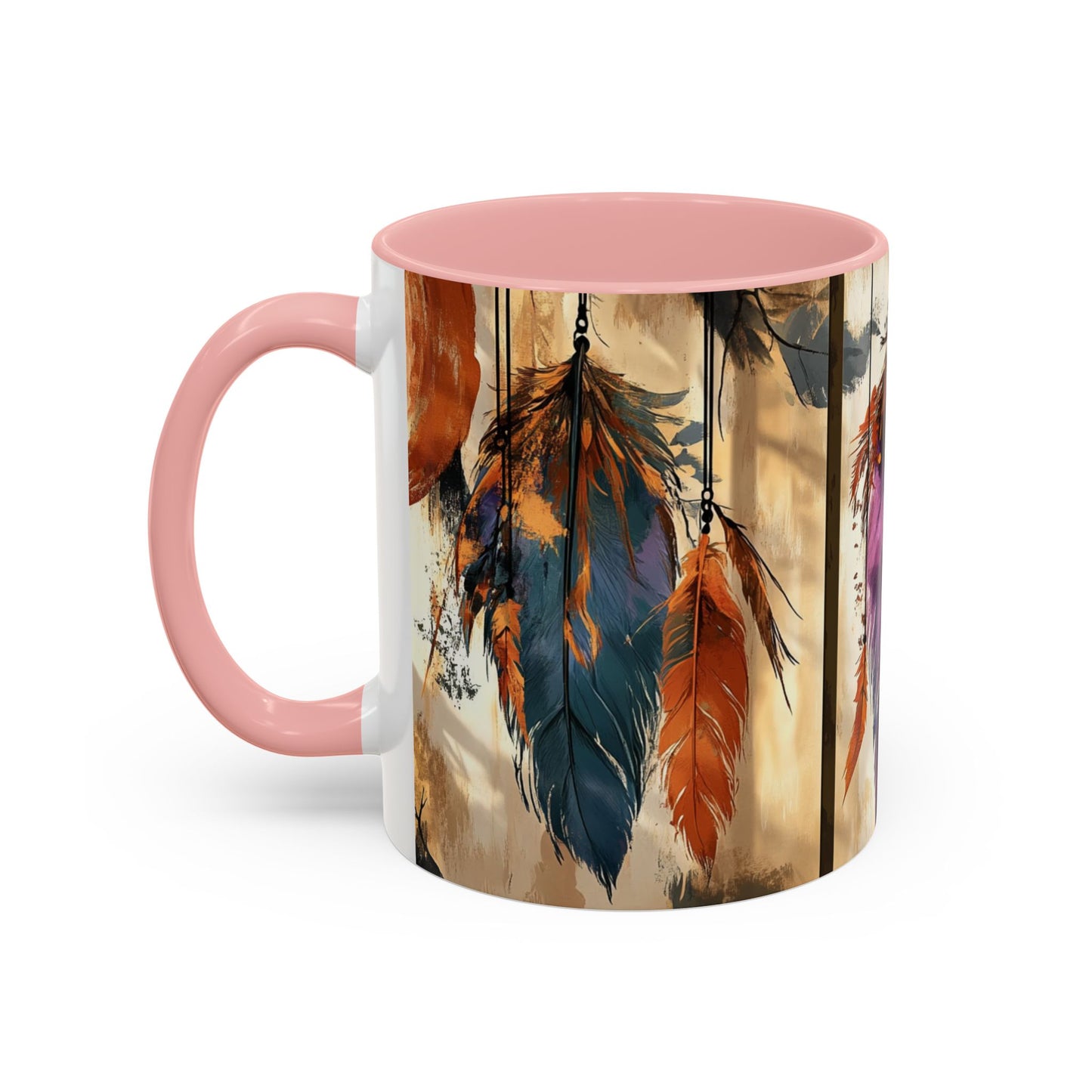 Bohemian Feather Coffee Mug, Dreamy Mug for Coffee Lovers, Unique Gift for Creatives, Boho Kitchen Decor, Holiday Gift