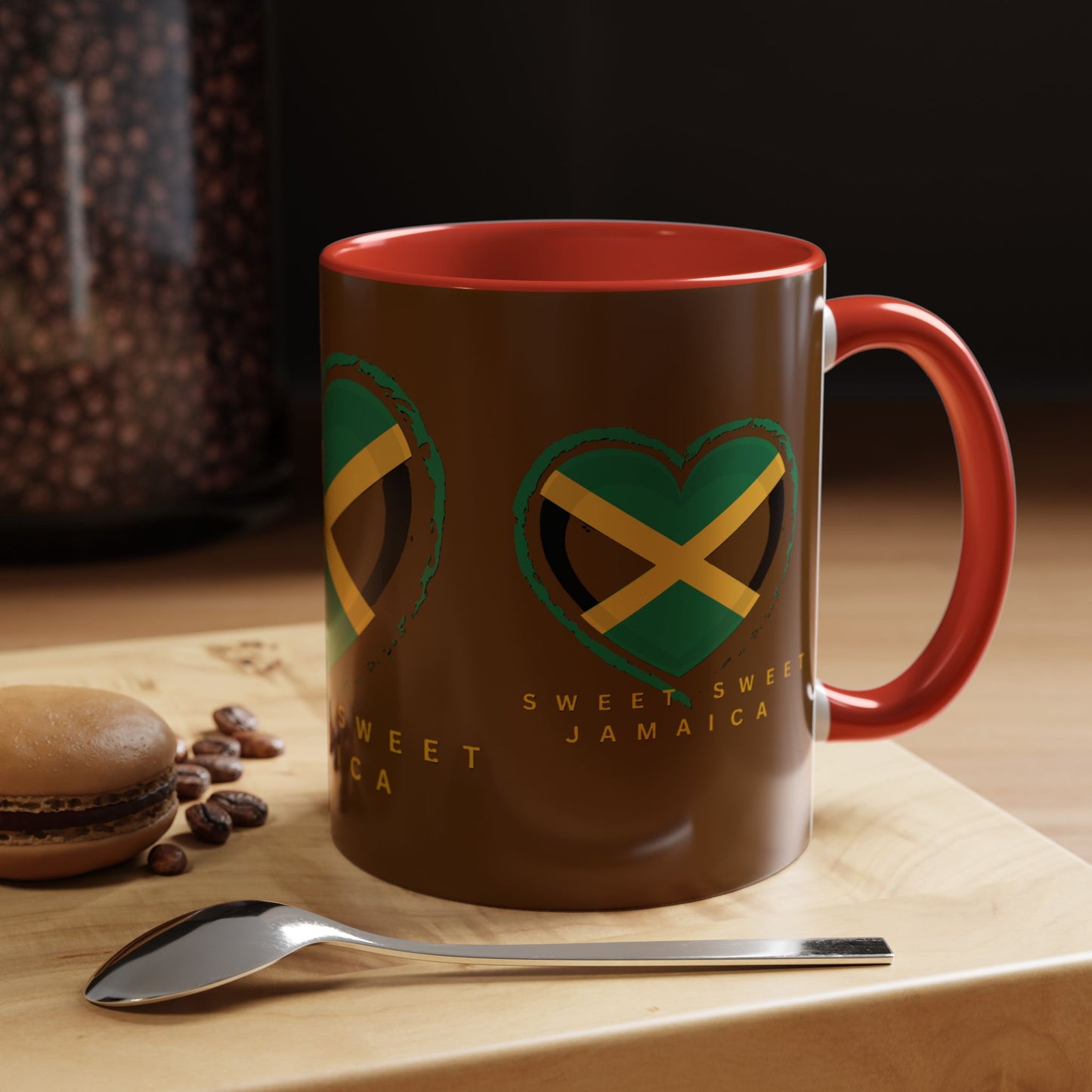 Accent Coffee Mug with Jamaican Heart Design - Perfect for Coffee Lovers, Gift for Travelers, Jamaica Celebration, or Home Decor