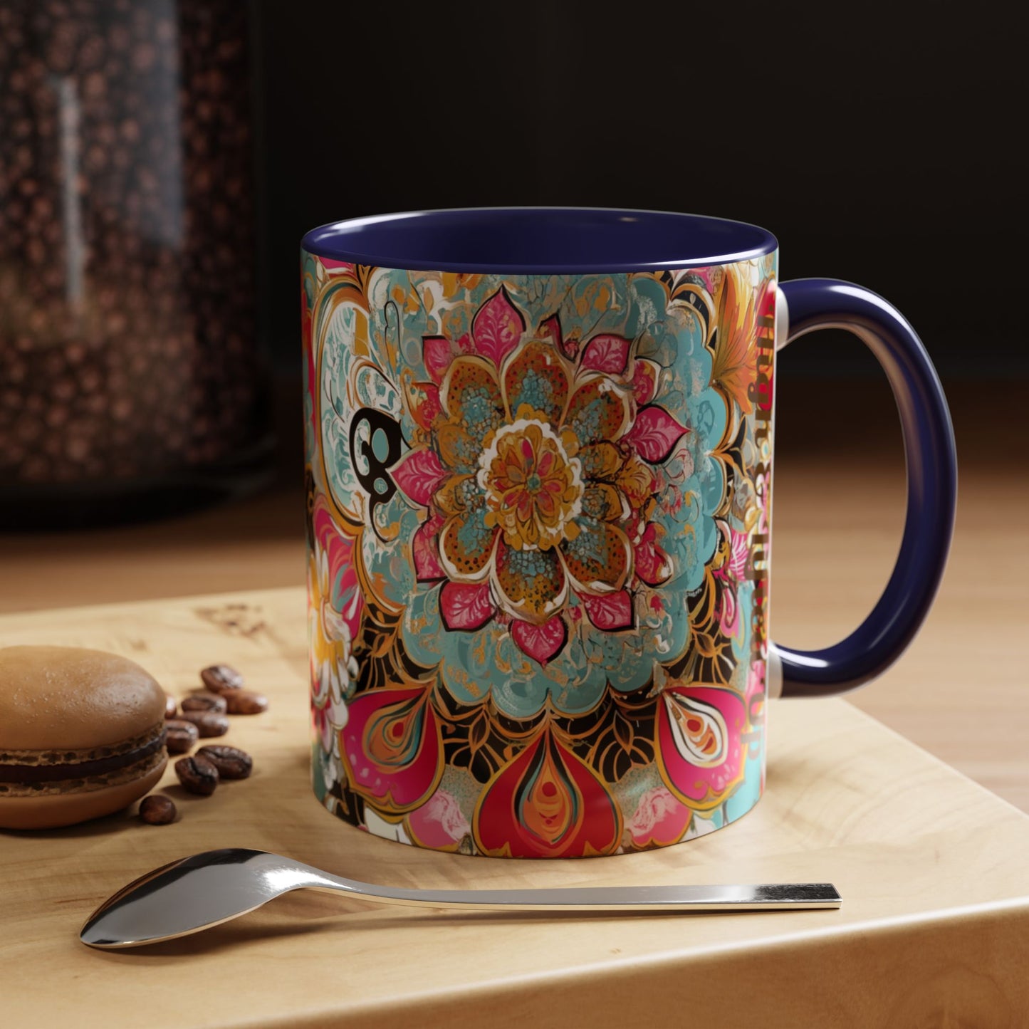 Vibrant Floral Accent Boho Coffee Mug, Floral.