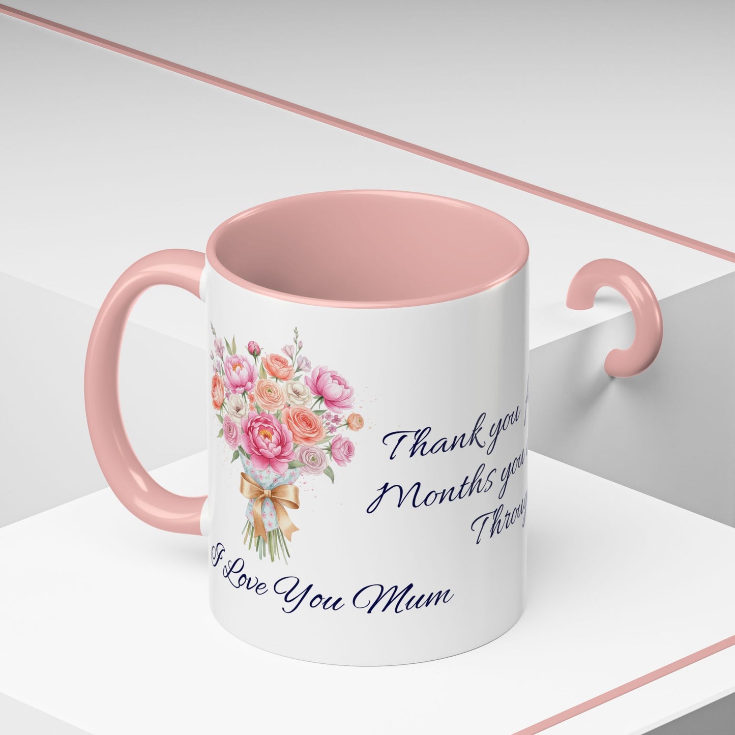 Floral 'I Love You Mum' Accent Coffee Mug