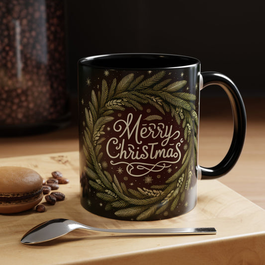Merry Christmas Accent Coffee Mug