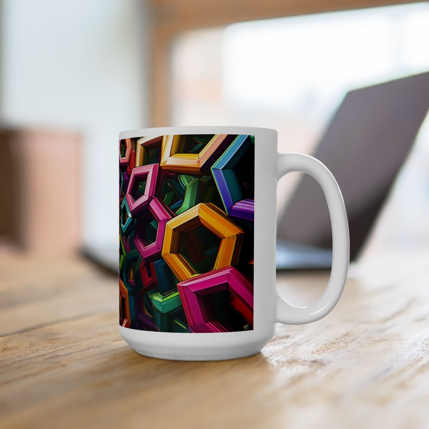 Colorful Hexagon Pattern Ceramic Mug