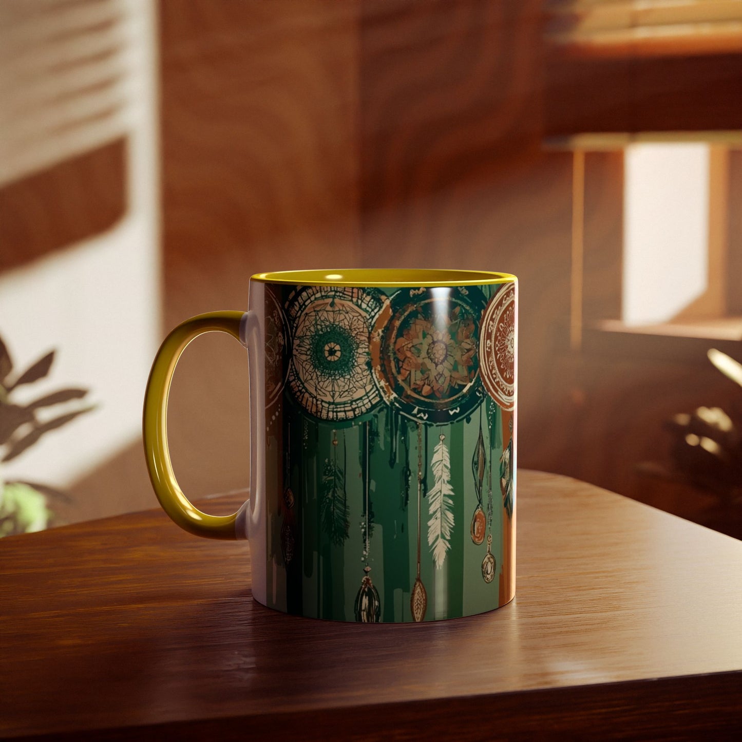 Dreamcatcher Two-Tone Coffee Mug, Boho Mug