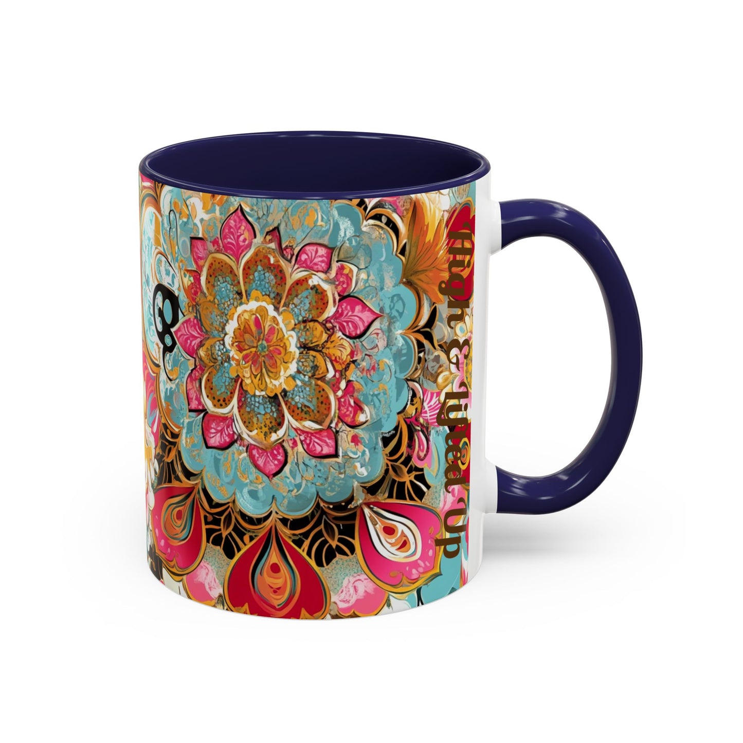Vibrant Floral Accent Boho Coffee Mug, Floral.