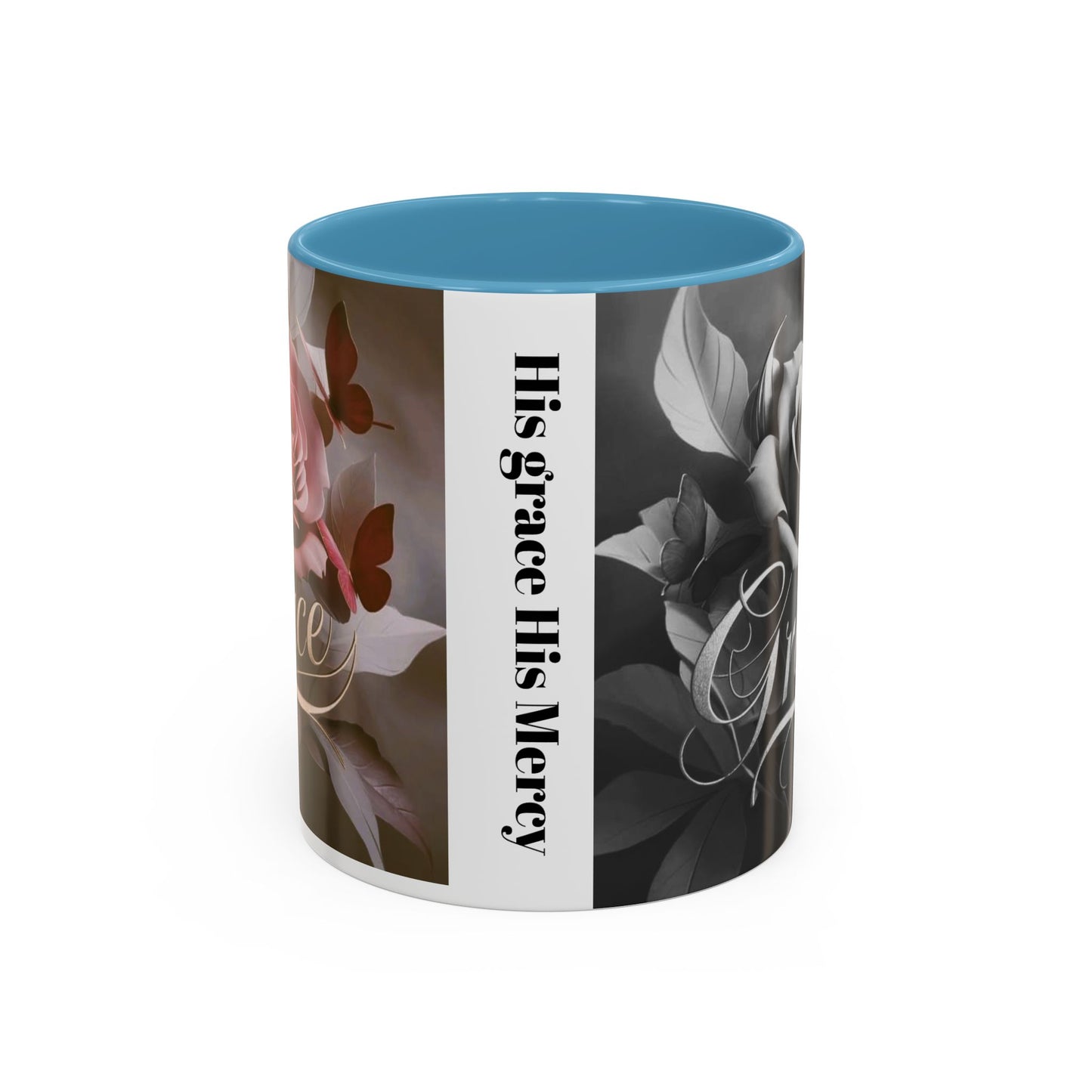 Floral Inspirational Coffee Mug, His Grace His Mercy.