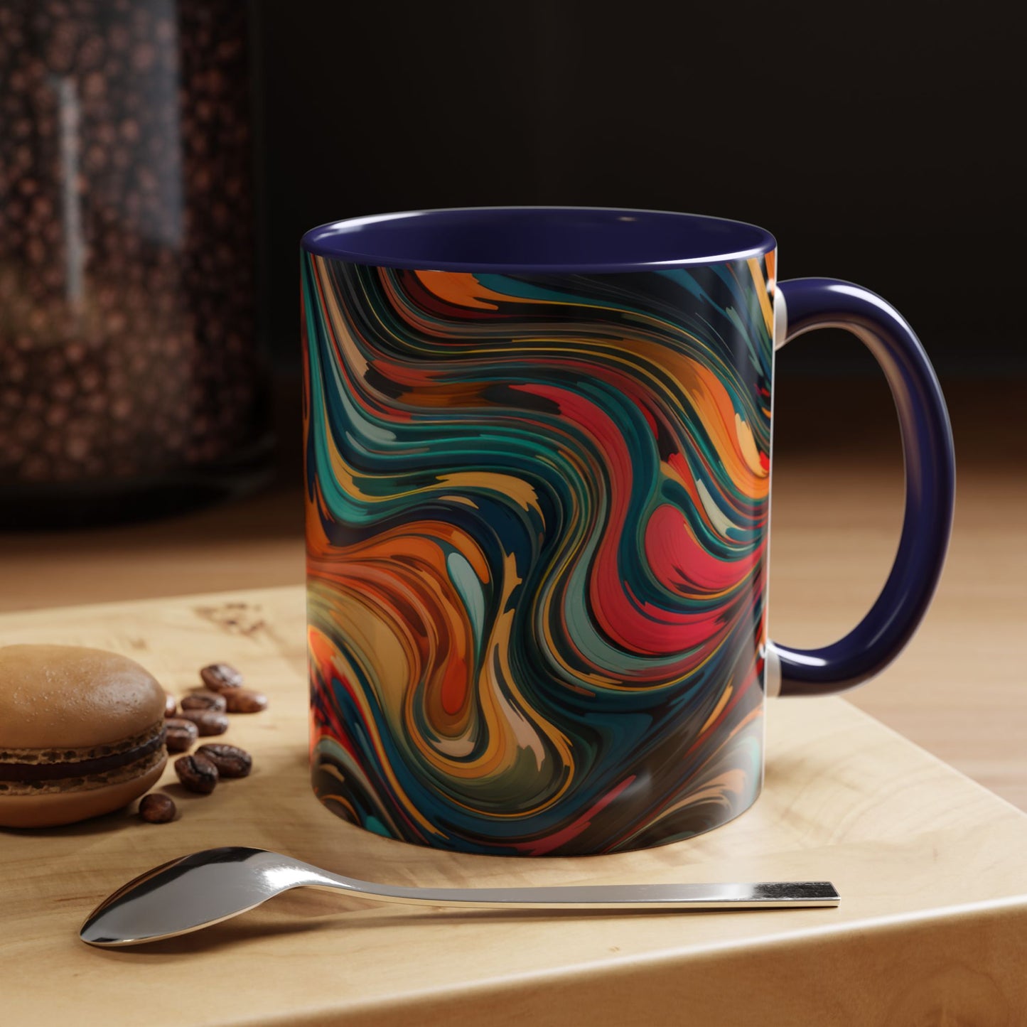 Vibrant Accent Coffee Mug, Artistic Mug Design Colorful Drinkware.