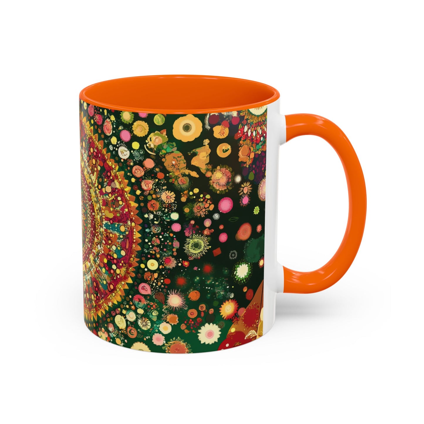 Vibrant Mandala Accent Coffee Mug, Colorful Drinkware.