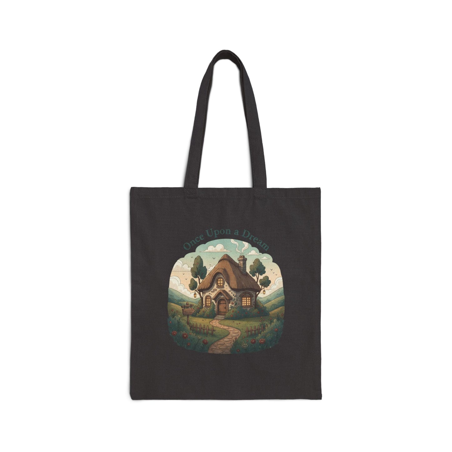 Cozy Winter Village Tote | fantasy forest illustration, storybook winter