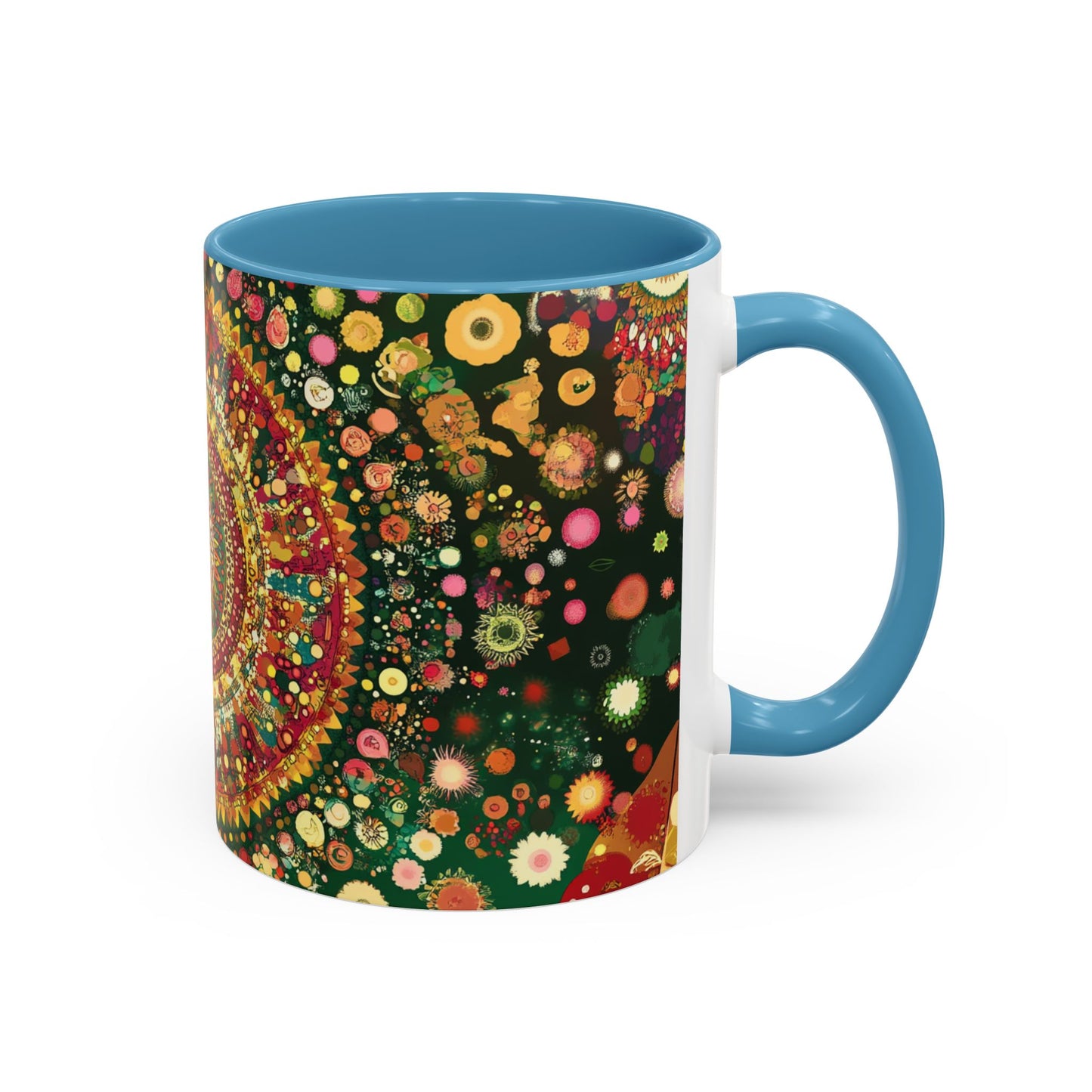 Vibrant Mandala Accent Coffee Mug, Colorful Drinkware.