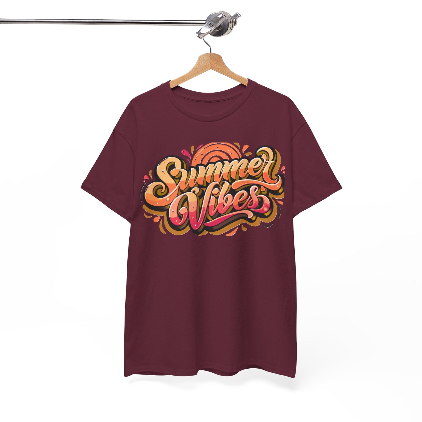 Summer Vibes Unisex Heavy Cotton Tee - Relaxed Fit, Casual Wear, Beach Outings, Gift for Friends, Summer Parties, Fun Graphic Tee