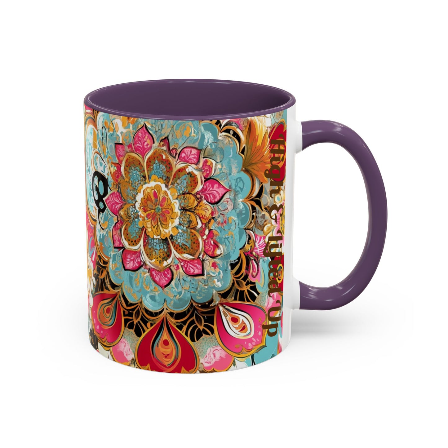 Vibrant Floral Accent Boho Coffee Mug, Floral.