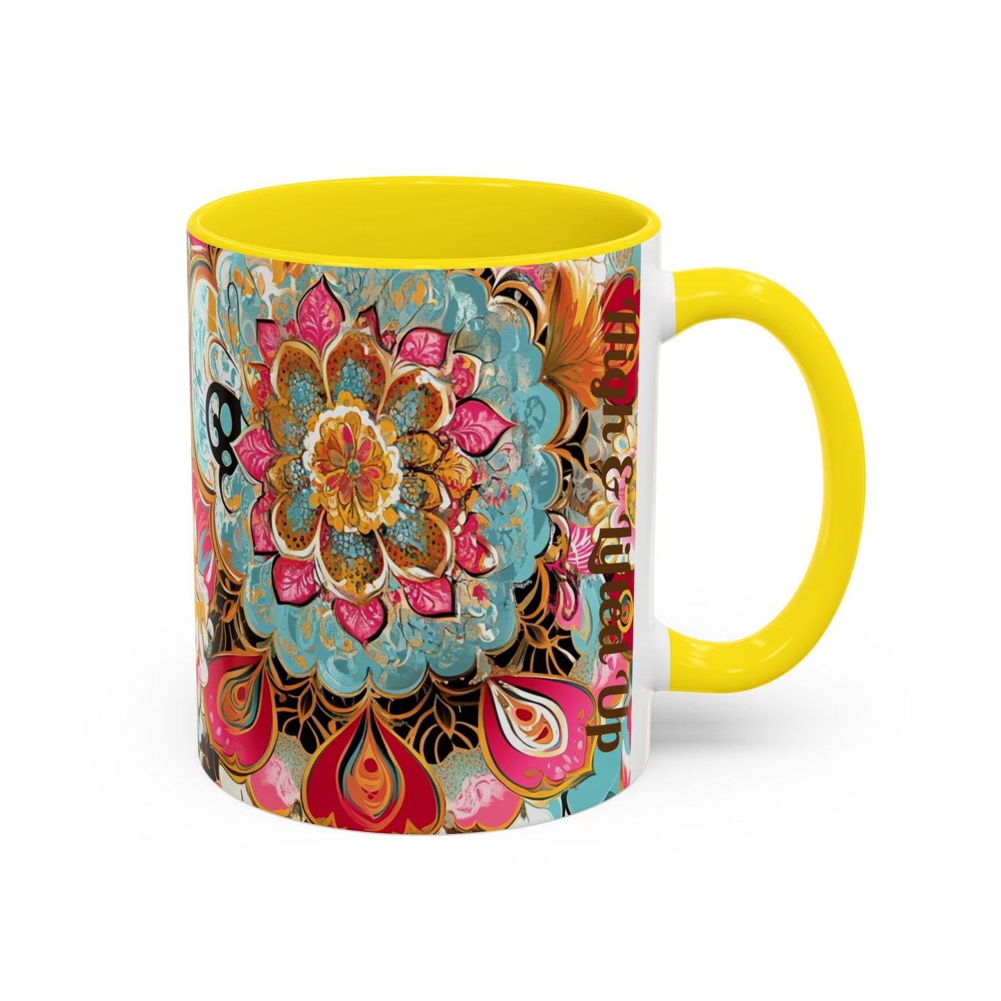 Vibrant Floral Accent Boho Coffee Mug, Floral.