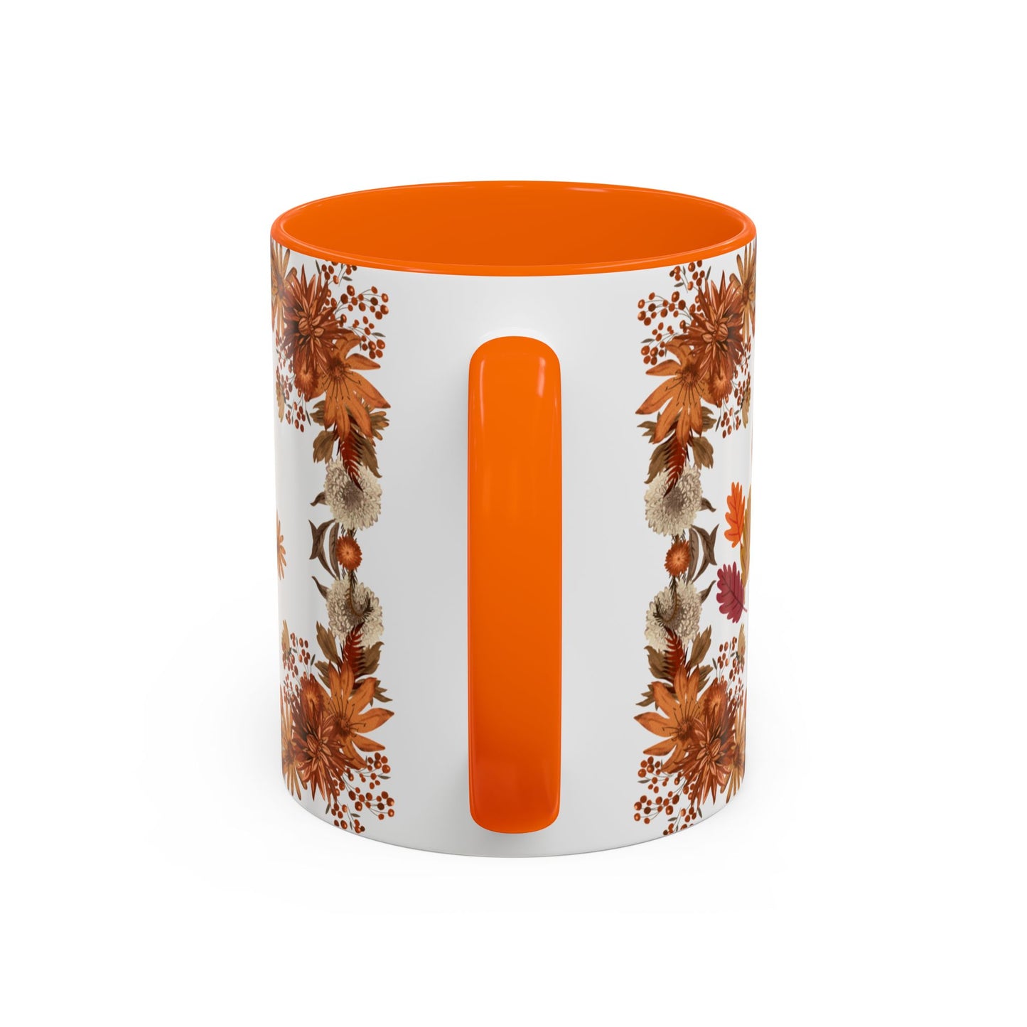 Fall Floral Accent Coffee Mug, Autumn Drinkware, Seasonal Gift, Hello Autumn.