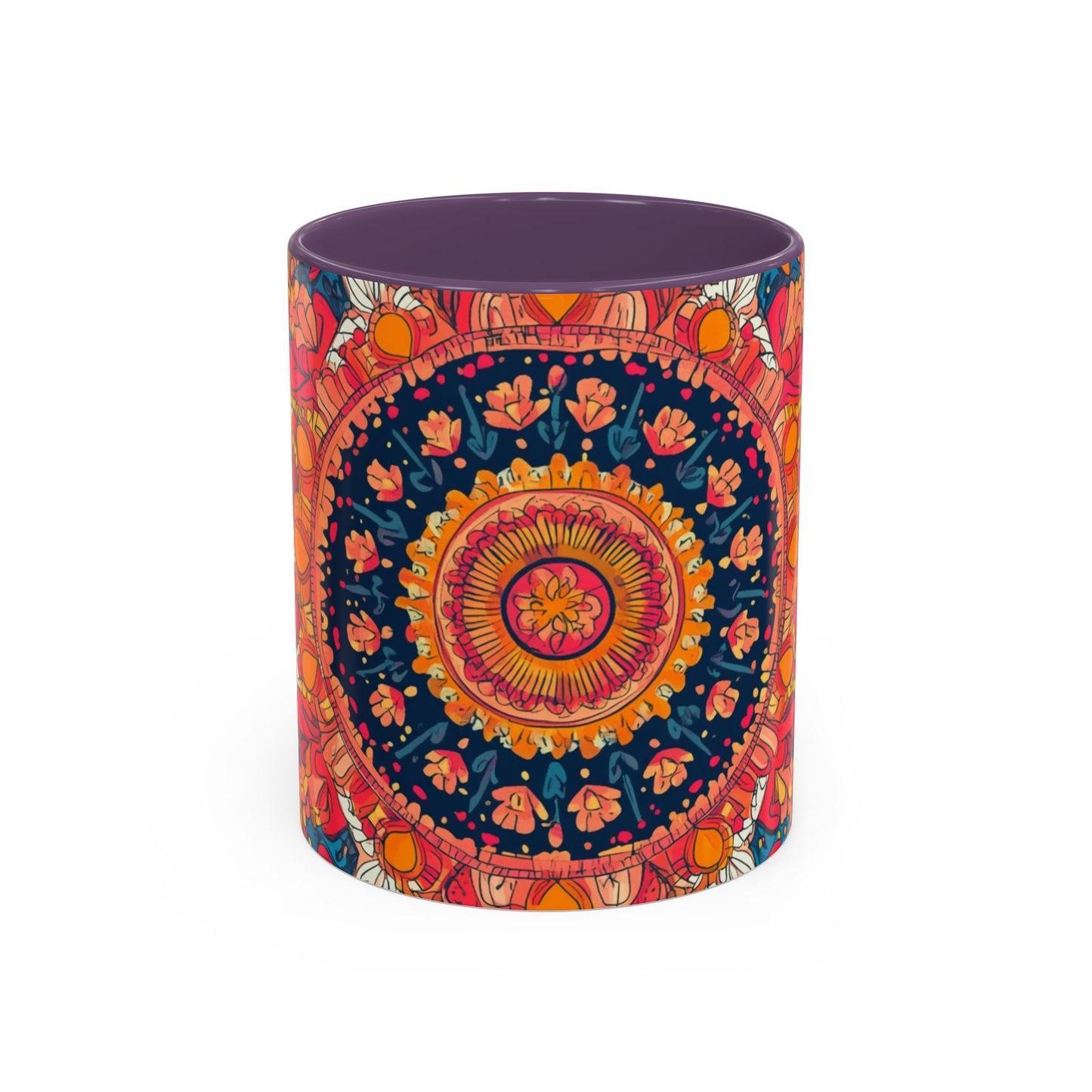 Vibrant Mandala Coffee Mug, Colorful Floral Drinkware.