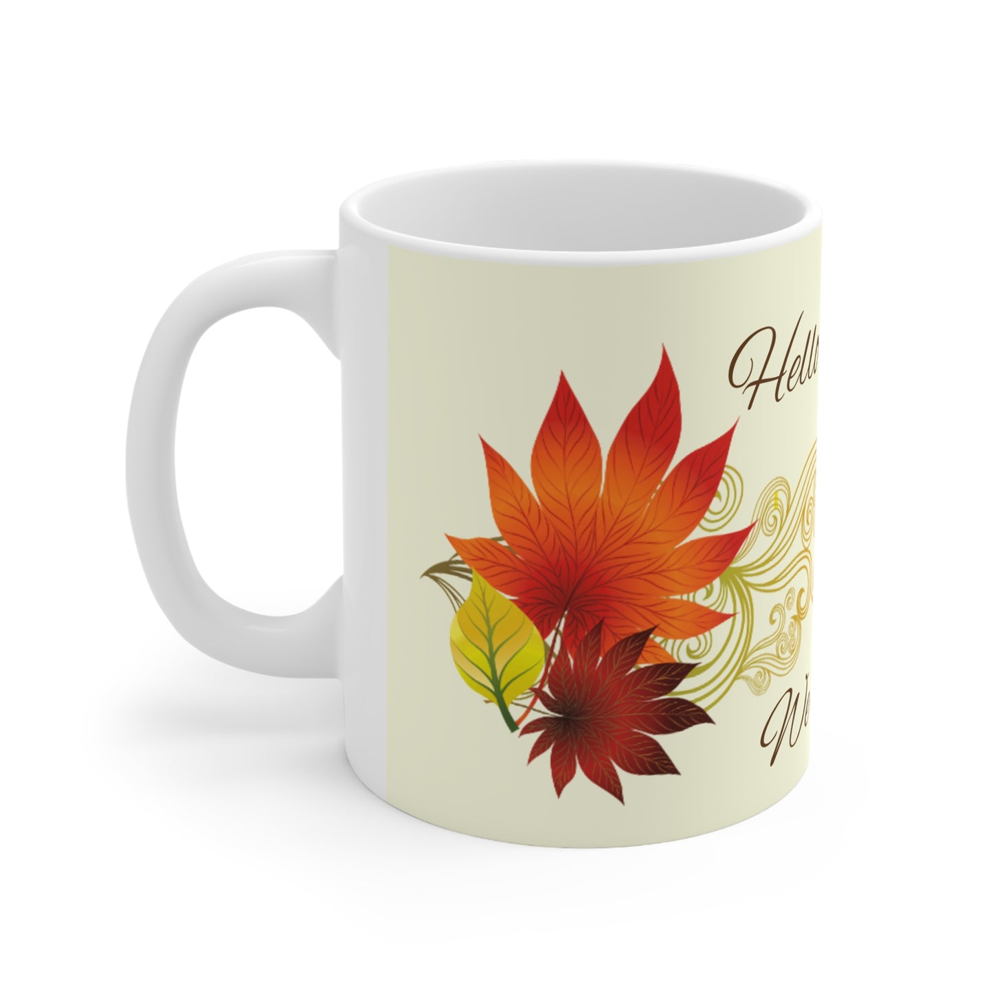 Autumn-Inspired Ceramic Coffee Cups - 'Hello Autumn, We Love You!!.