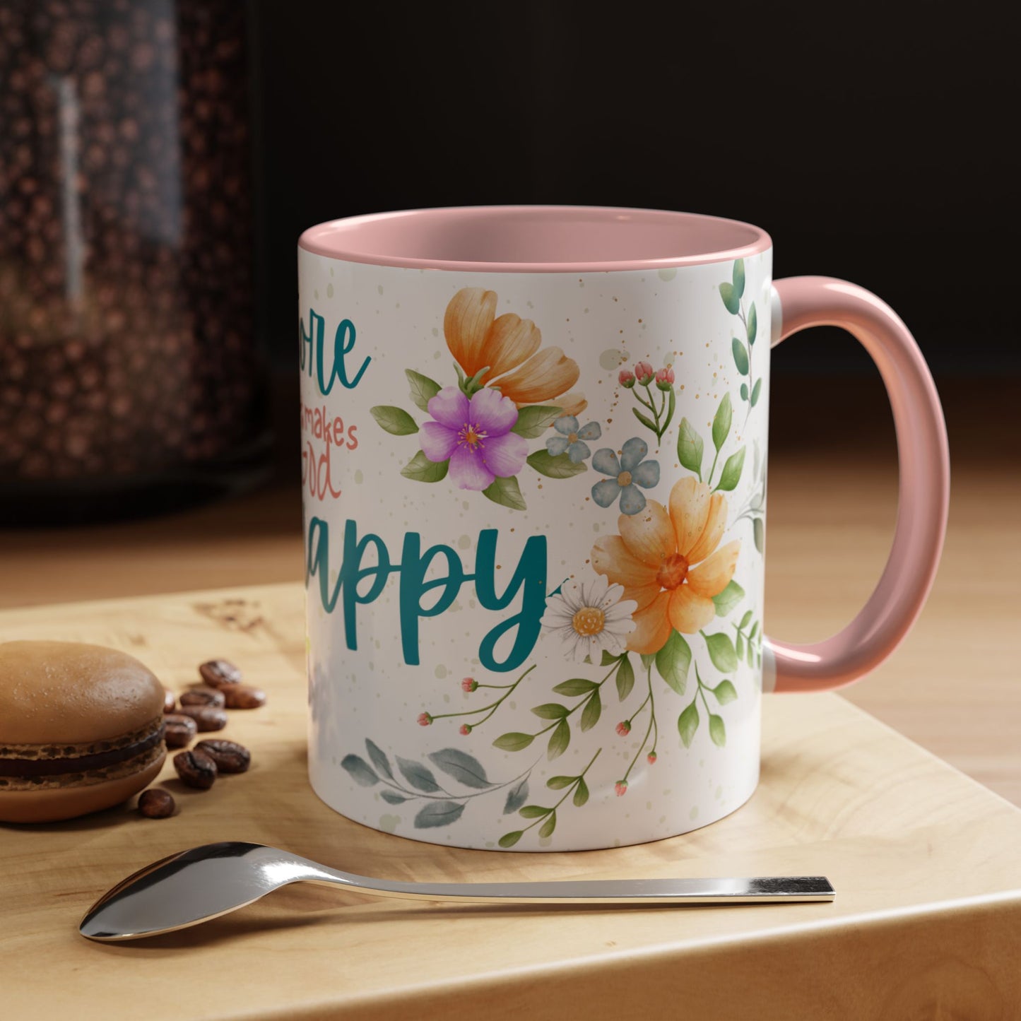 Floral Inspirational Coffee Mug, Do More of What Makes God Happy.
