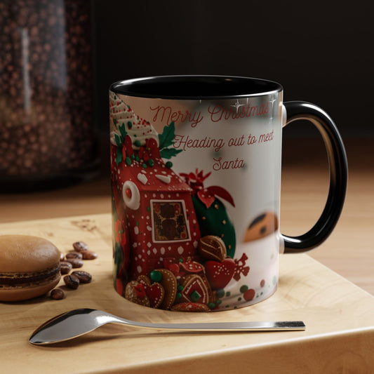 Festive Cat Coffee Mug, Holiday Gift, Christmas Coffee Cup.