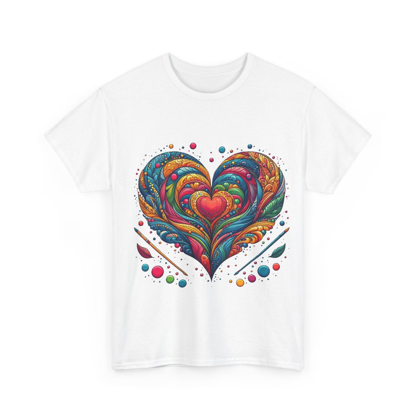 Colorful Heart Art Unisex Heavy Cotton Tee - Vibrant and Unique Design