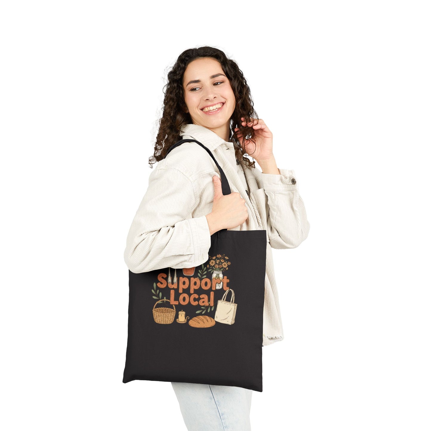 Support Local Cotton Canvas Tote Bag — 'Support Local' Market Shopper Tote