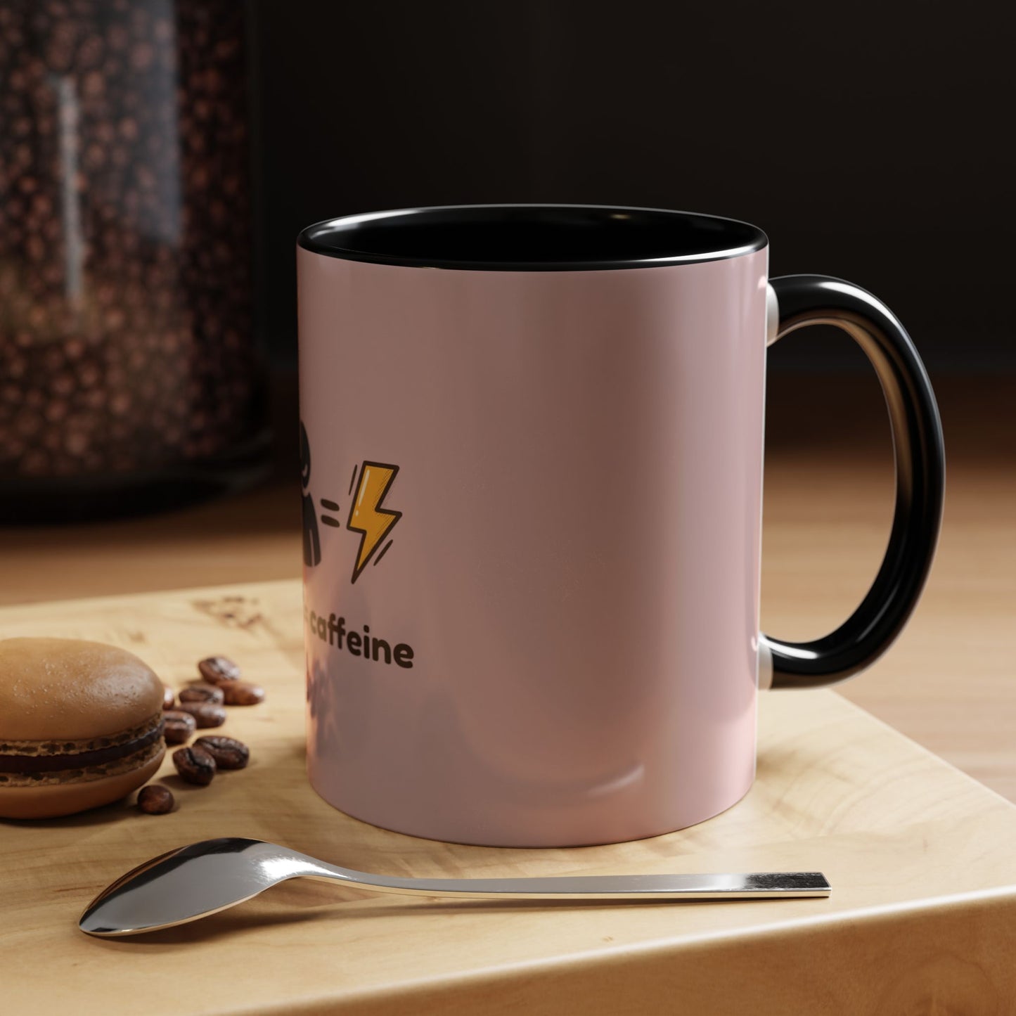 Coffee + Me = Caffeine Accent Mug.