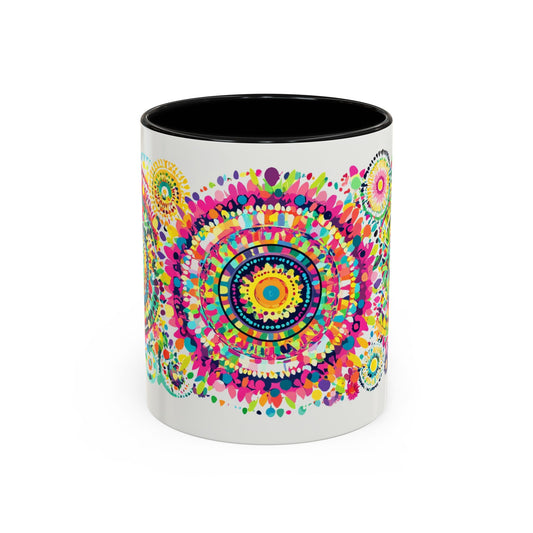 Vibrant Mandala Accent Coffee Mug - Colorful Mug, Gift for Coffee Lovers, Boho Decor, Fun Kitchen Accessories, Tea Drinkware
