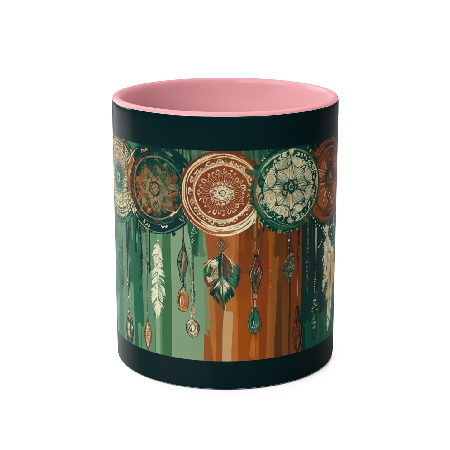 Dreamcatcher Two-Tone Coffee Mug, Boho Mug, Gift for Her, Home Decor, Coffee Lover's Mug, Unique Kitchenware