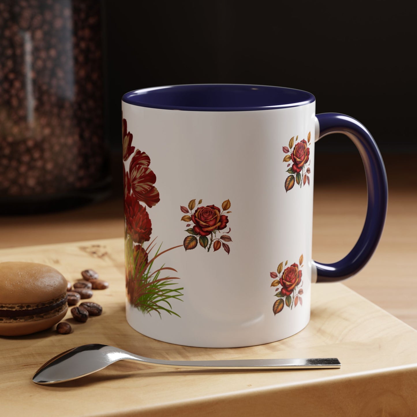 Floral Accent Coffee Mug, Boho Floral Mug.