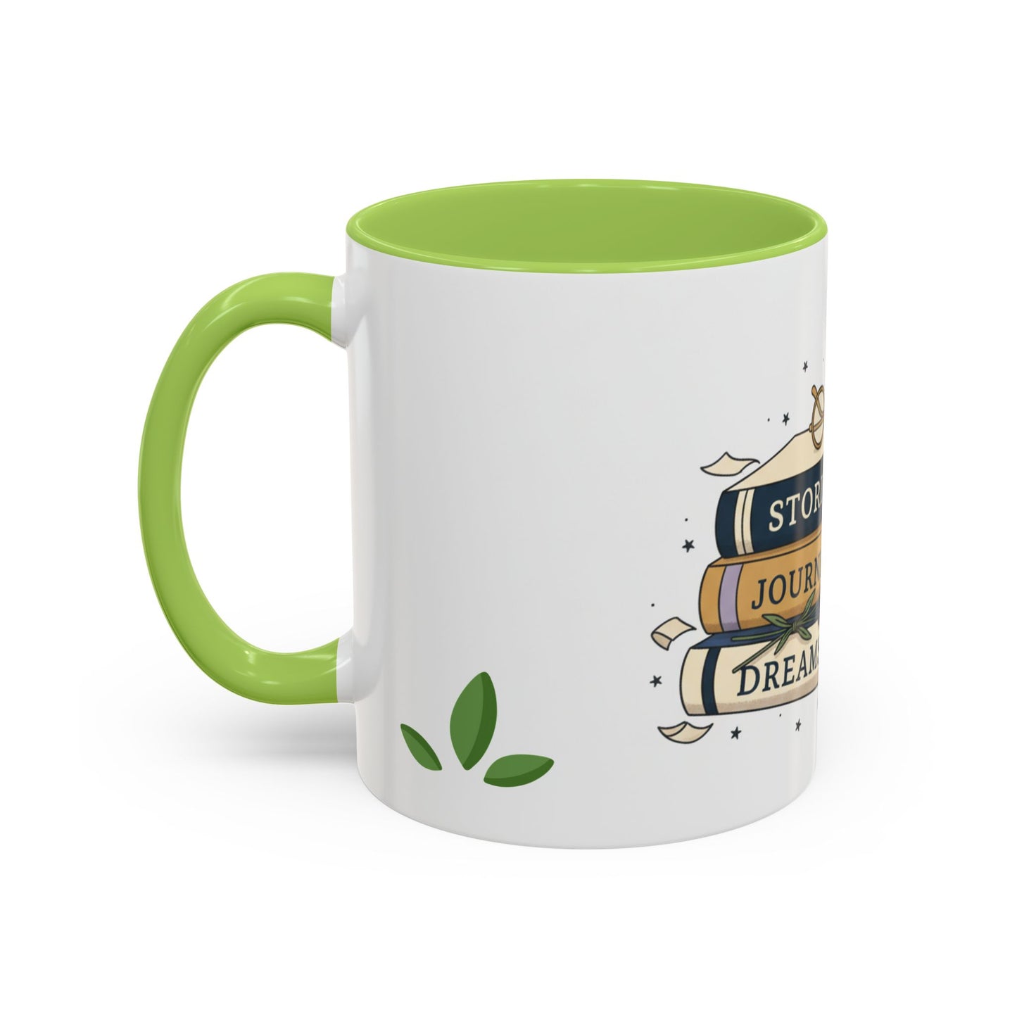 Stack of Books "Stories Journeys Dreams" Accent Mug