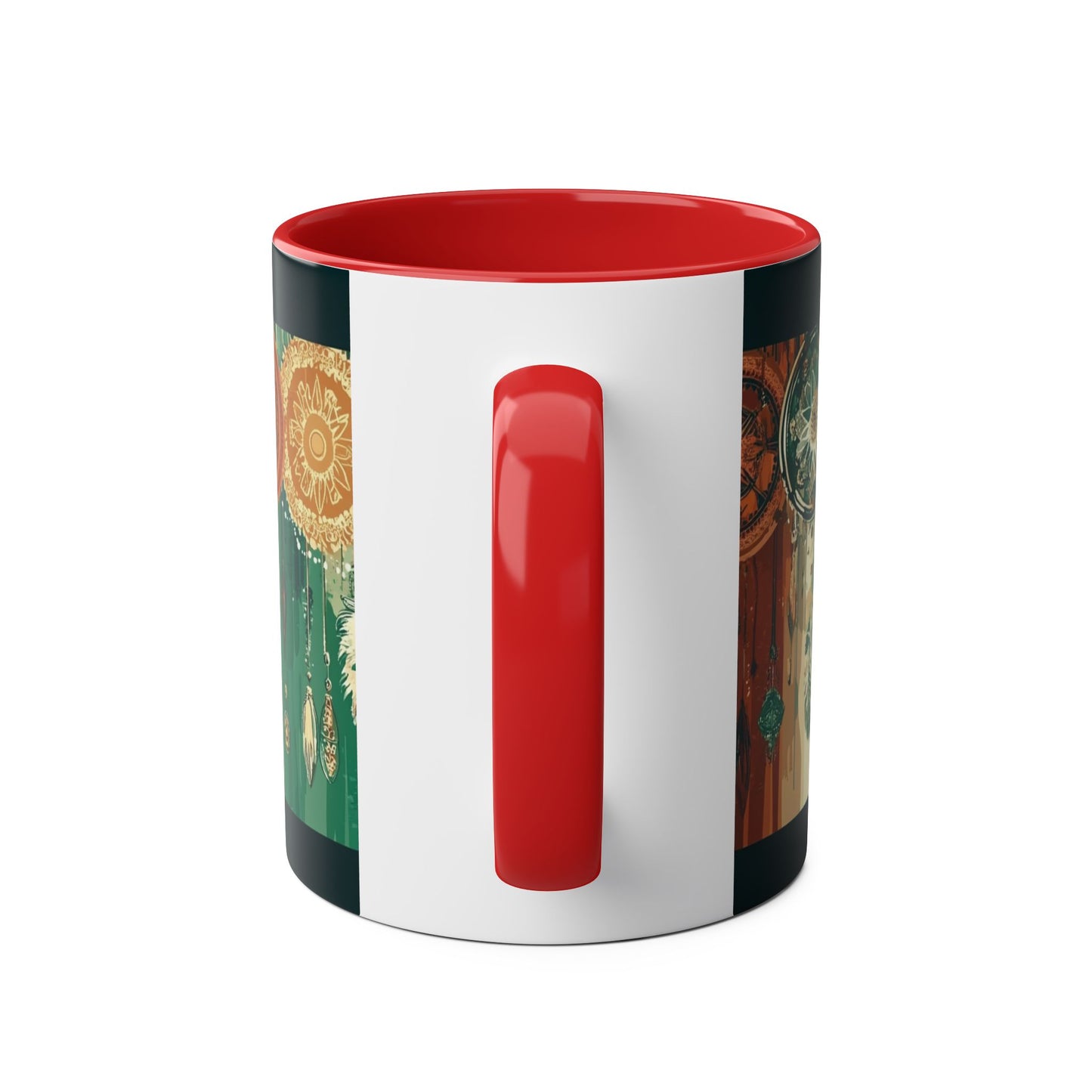 Dreamcatcher Two-Tone Coffee Mug, Boho Mug, Gift for Her, Home Decor, Coffee Lover's Mug, Unique Kitchenware