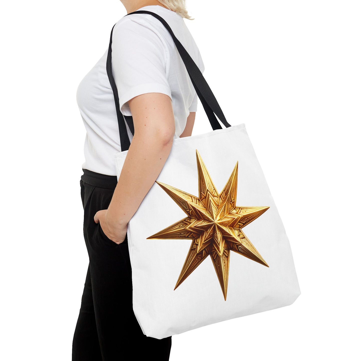 Golden Star Tote Bag, Stylish Reusable Tote, Eco-Friendly Shopping Bag.