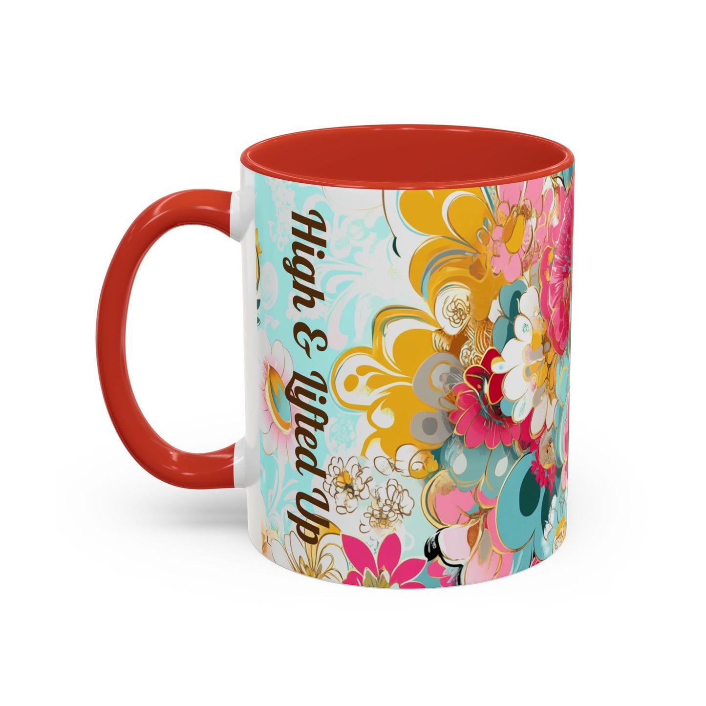 Vibrant Floral Accent Boho Coffee Mug, Floral.