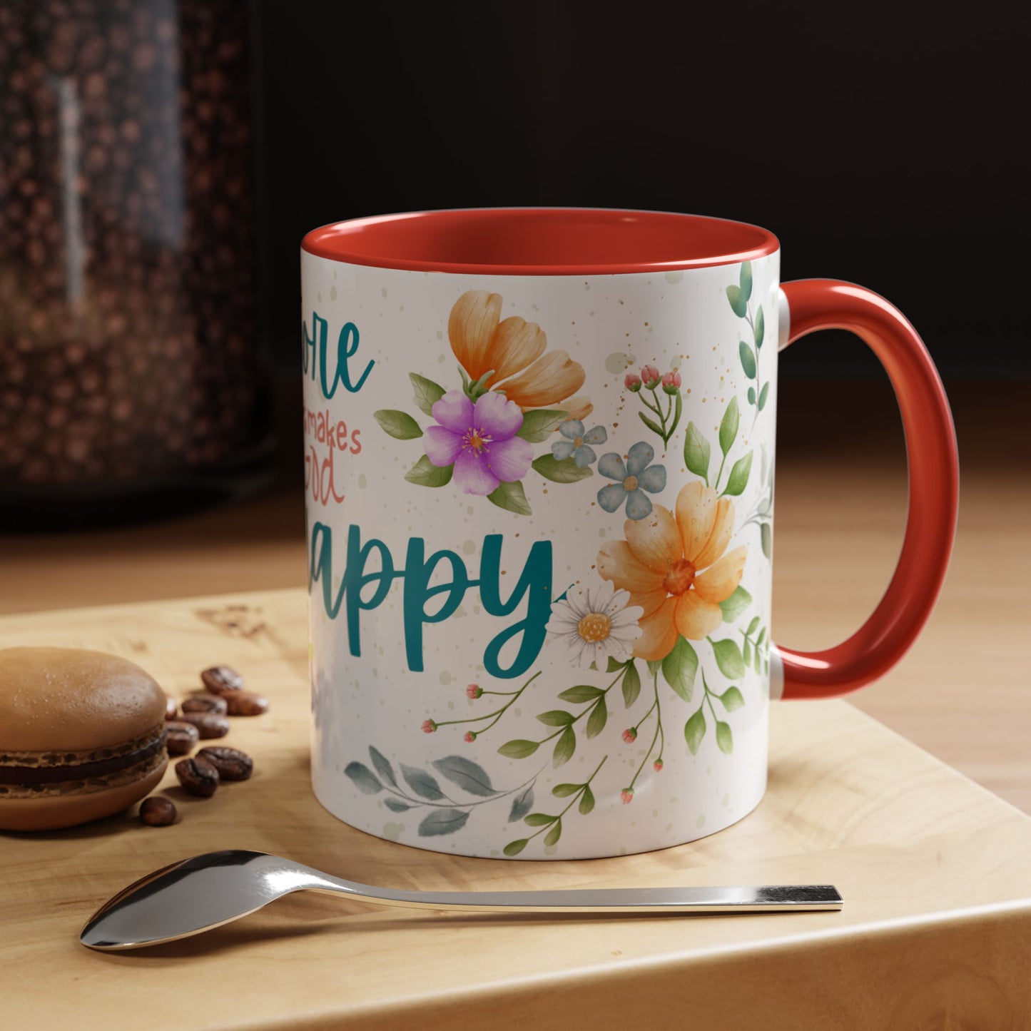 Floral Inspirational Coffee Mug, Do More of What Makes God Happy.