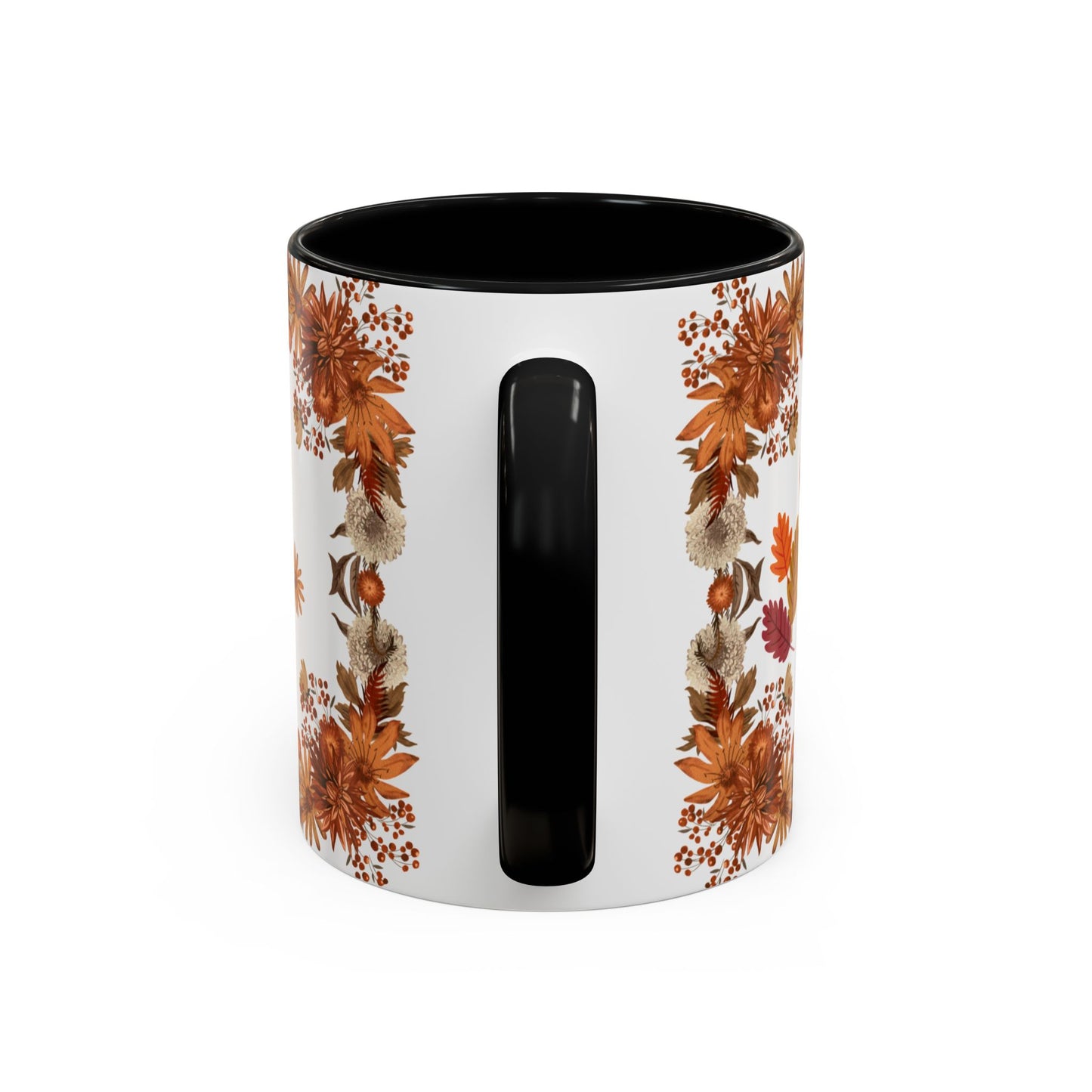 Fall Floral Accent Coffee Mug, Autumn Drinkware, Seasonal Gift, Hello Autumn.