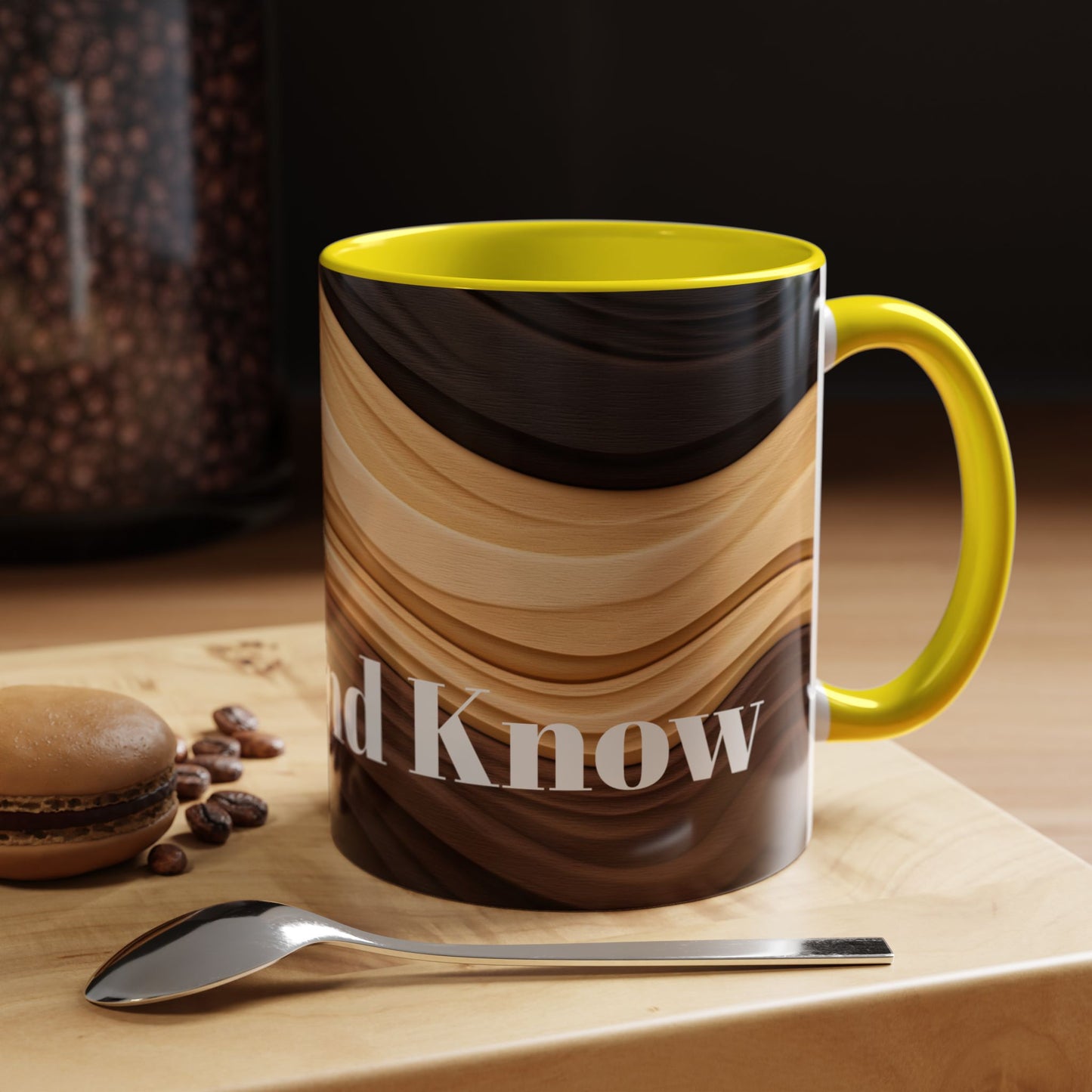 Accent Coffee Mug with Wavy Design.