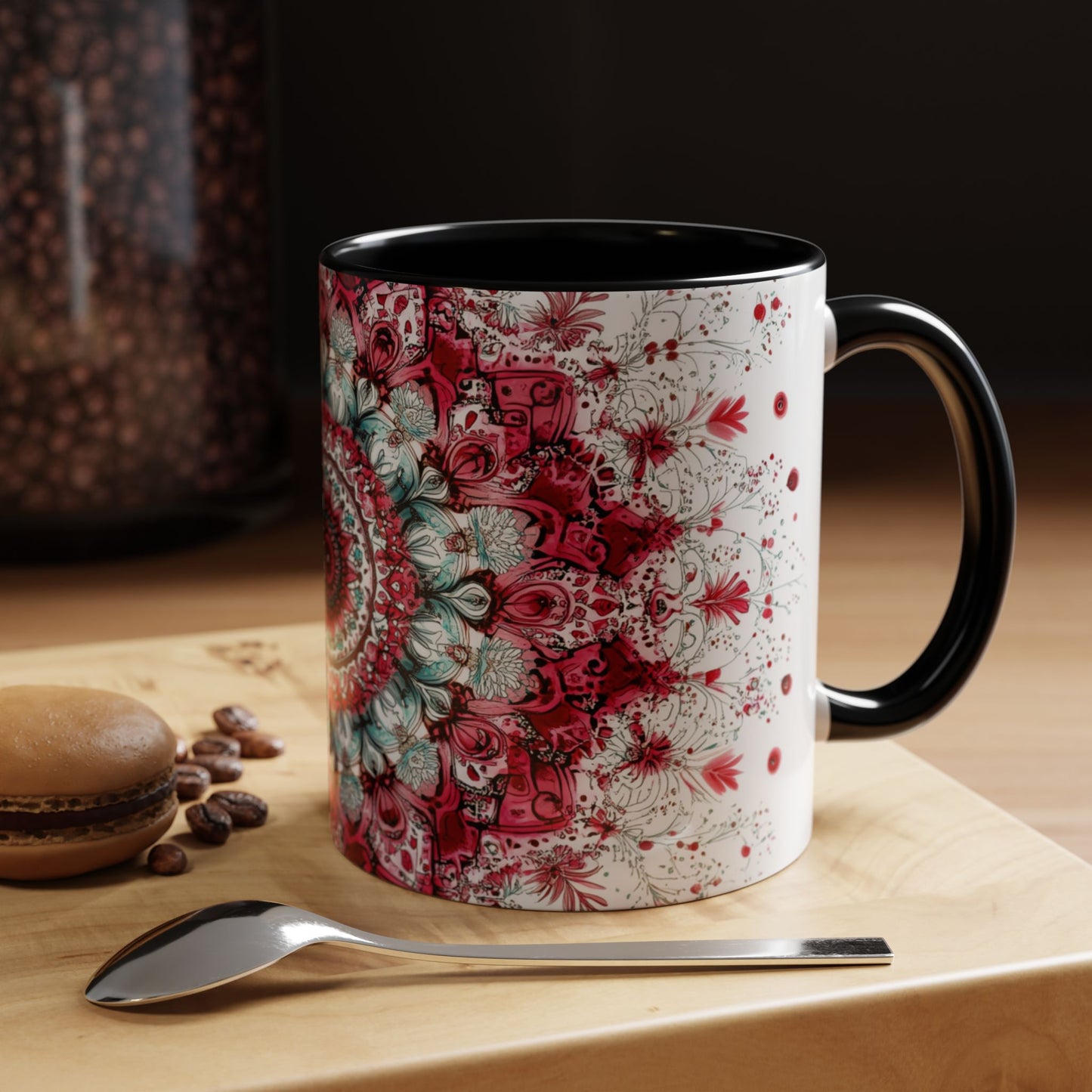 Bohemian Mandala Accent Coffee Mug  Artistic Gift for Coffee Lovers.