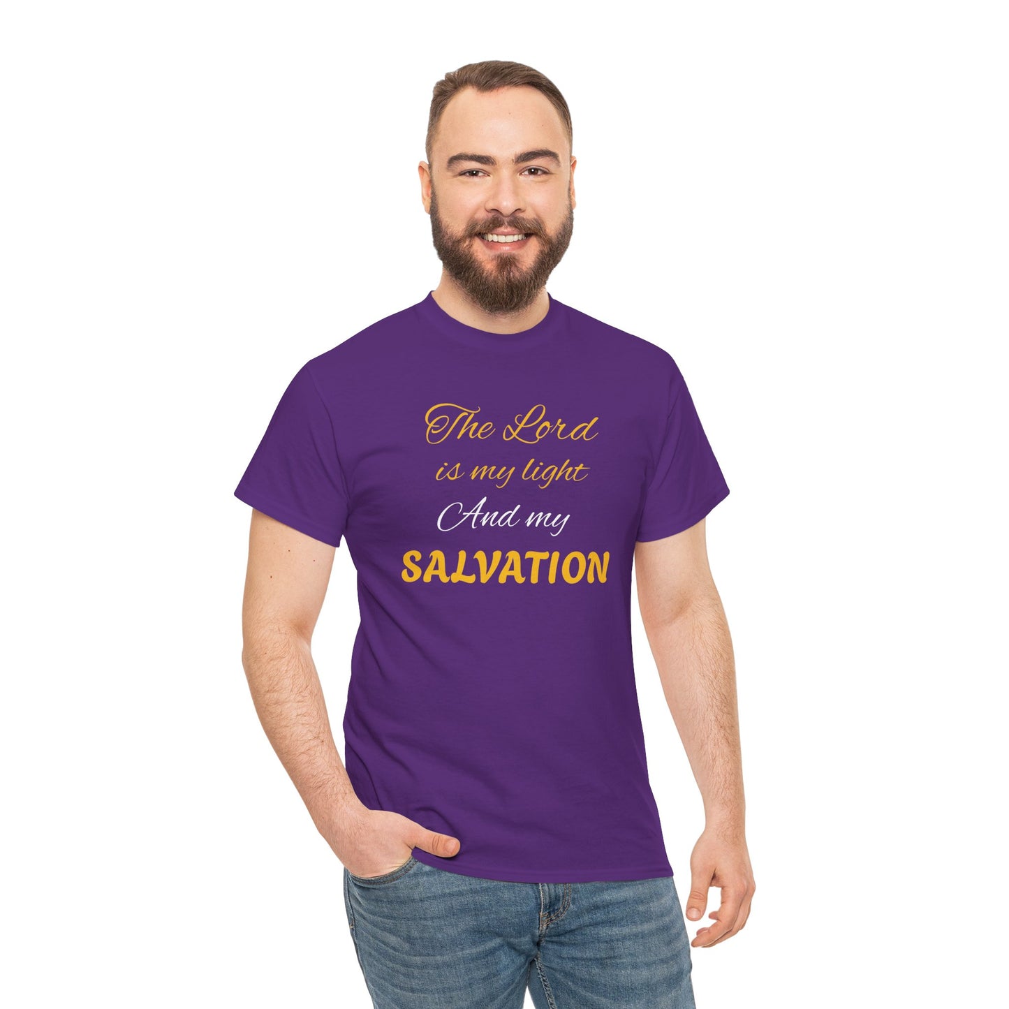 Inspirational Unisex Heavy Cotton Tee - 'The Lord is my light and my SALVATION'