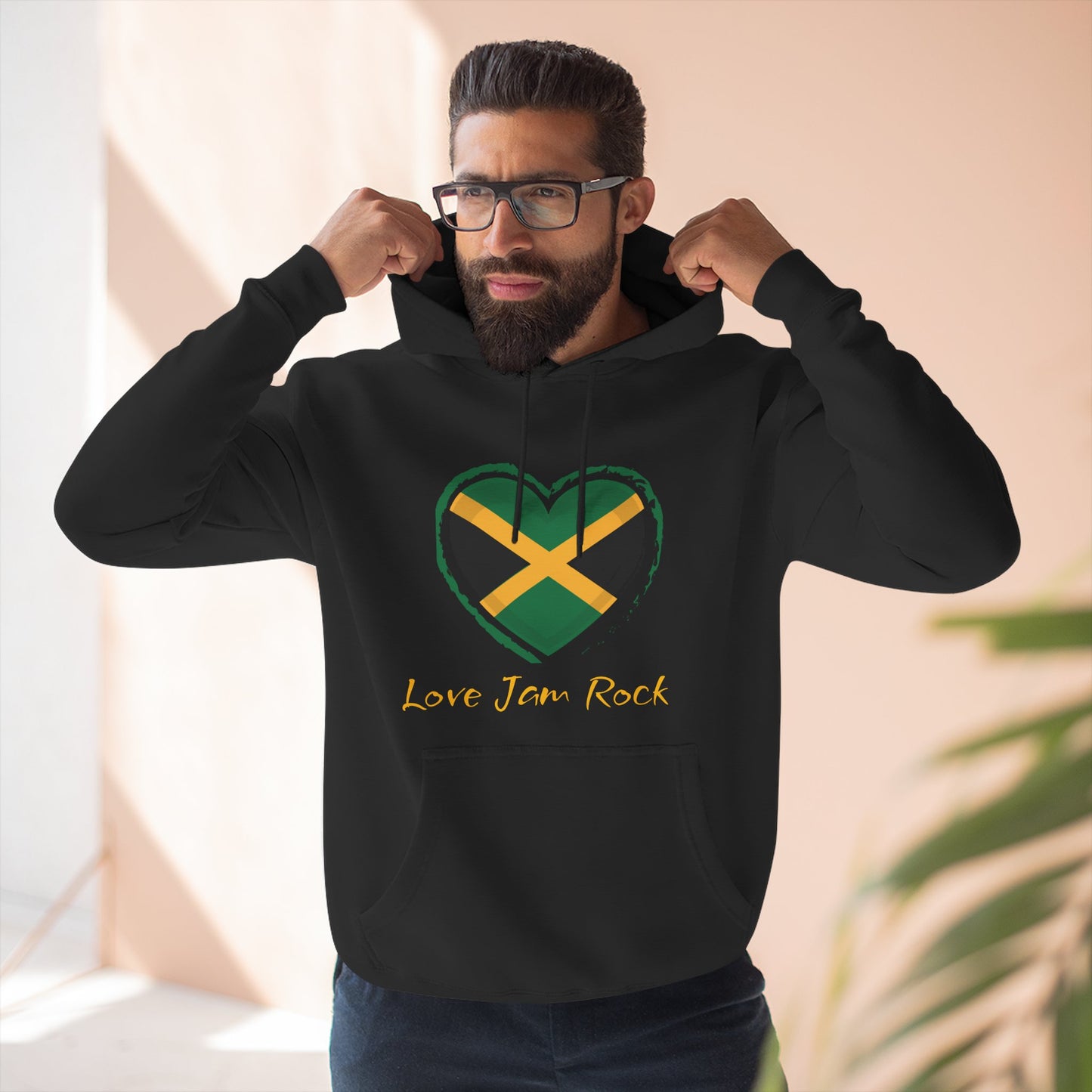 Jamaican Love Fleece Hoodie, Cosy Black Sweatshirt