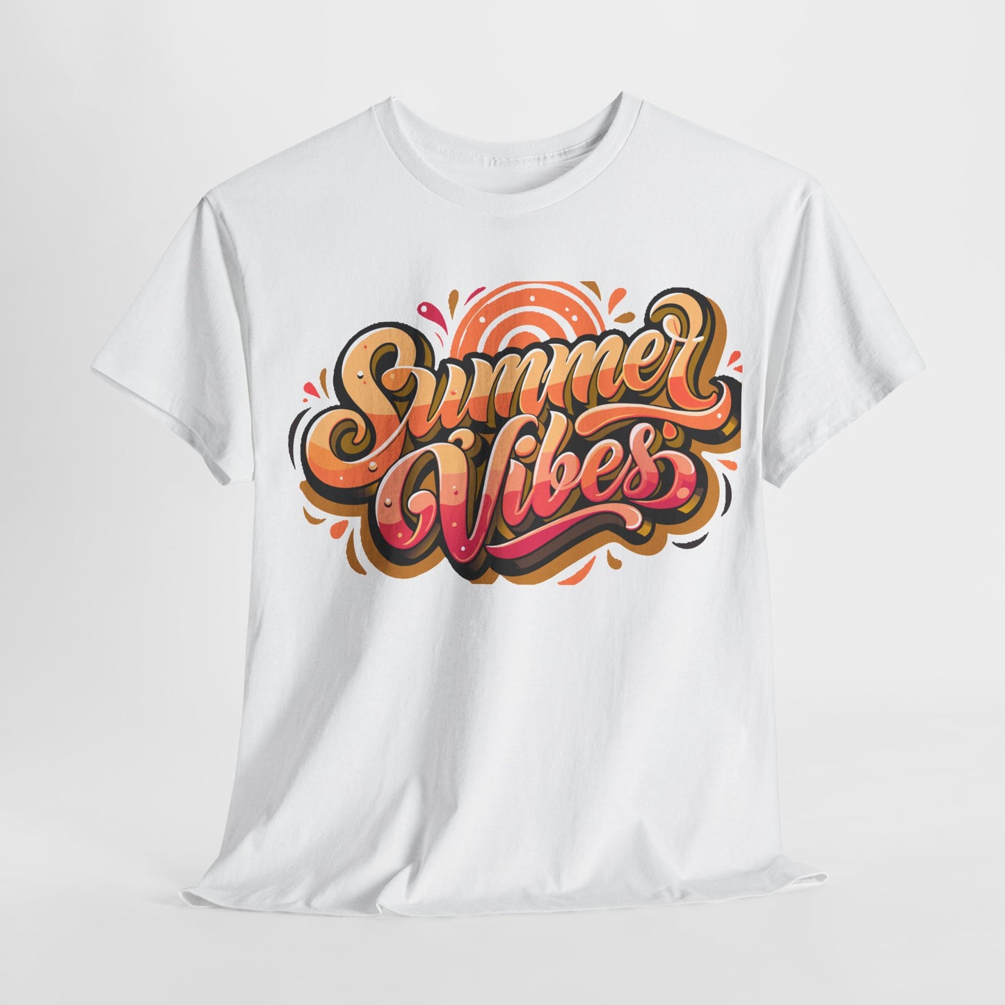 Summer Vibes Unisex Heavy Cotton Tee - Relaxed Fit, Casual Wear, Beach Outings, Gift for Friends, Summer Parties, Fun Graphic Tee