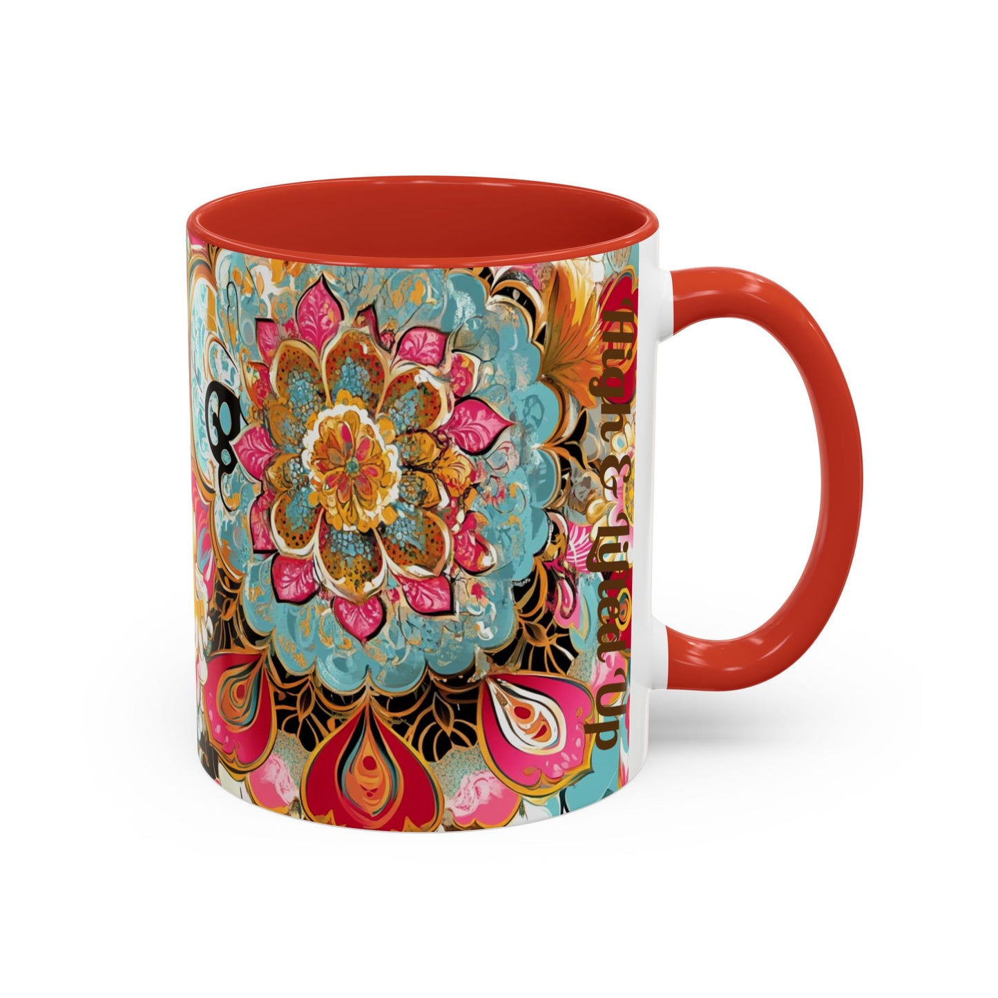 Vibrant Floral Accent Boho Coffee Mug, Floral.